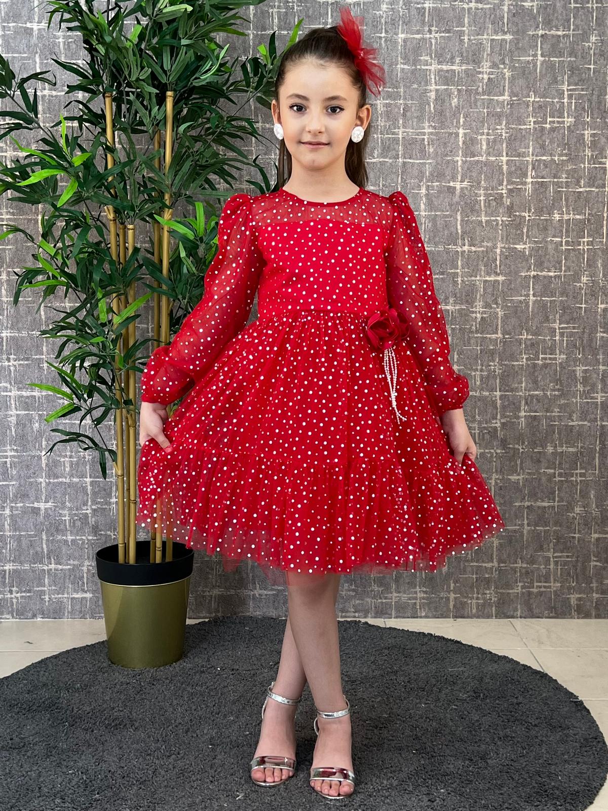 Polka Dot Fancy Girl Dress / 6-7Y | 7-8Y | 8-9 | 9-10Y - Kids Fashion Turkey