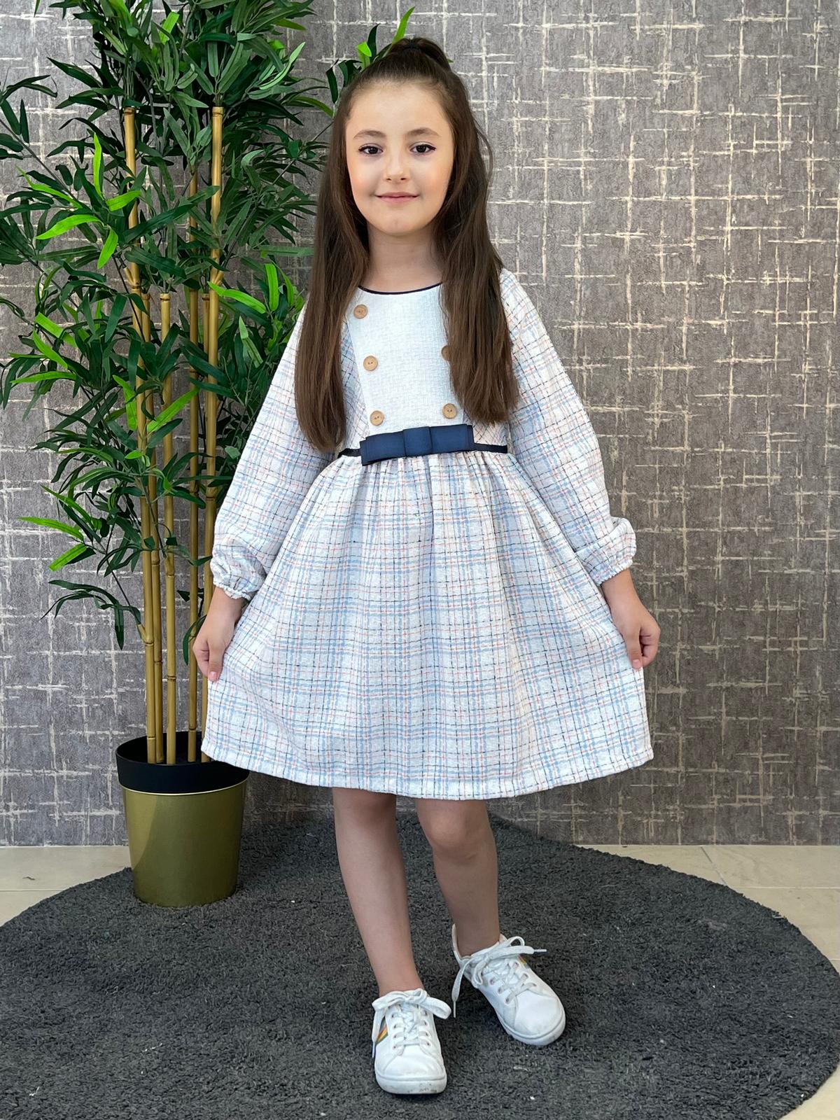 Button Detailed Plaid Girl Dress / 2-5Y | 6-9Y - Kids Fashion Turkey