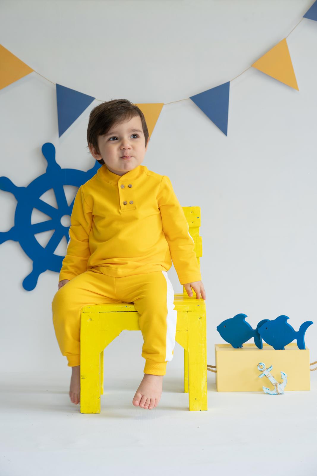 Yellow Blossom Organic Baby Boy Sweatshirt / 3-6M | 6-12M | 1-2Y - Kids Fashion Turkey