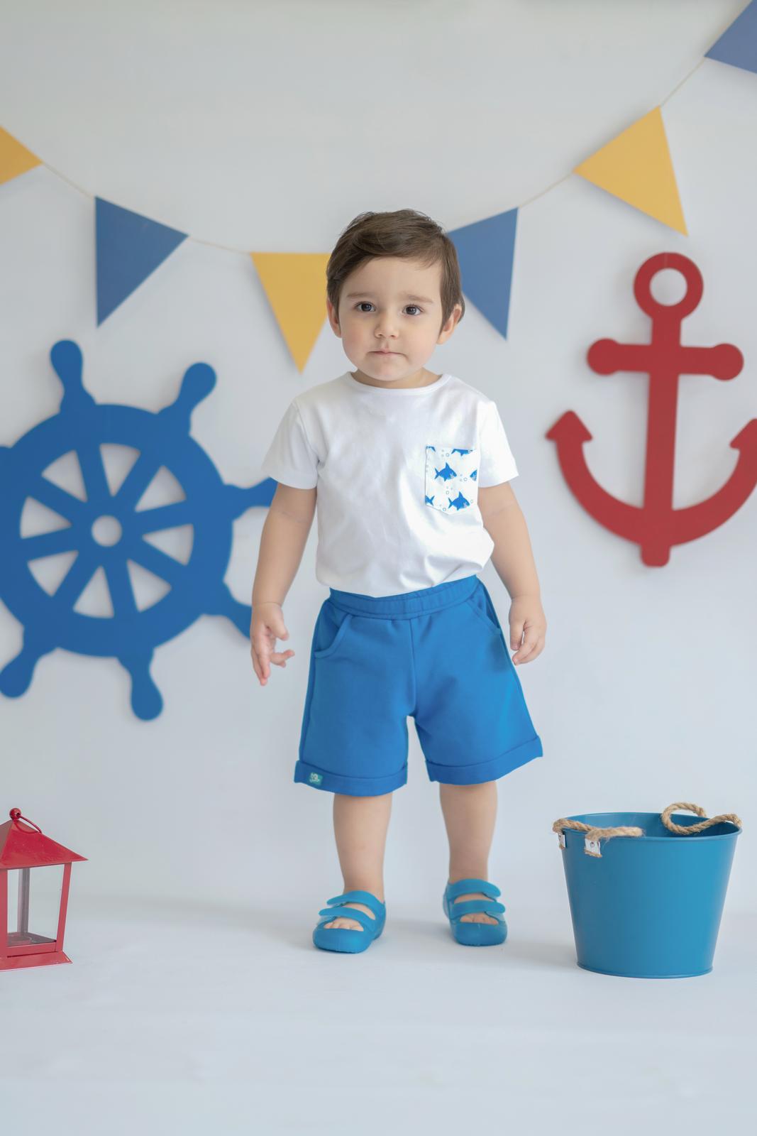 Shark Organic Baby Boy Patch Pocket T-Shirt / 3-6M | 6-12M - Kids Fashion Turkey