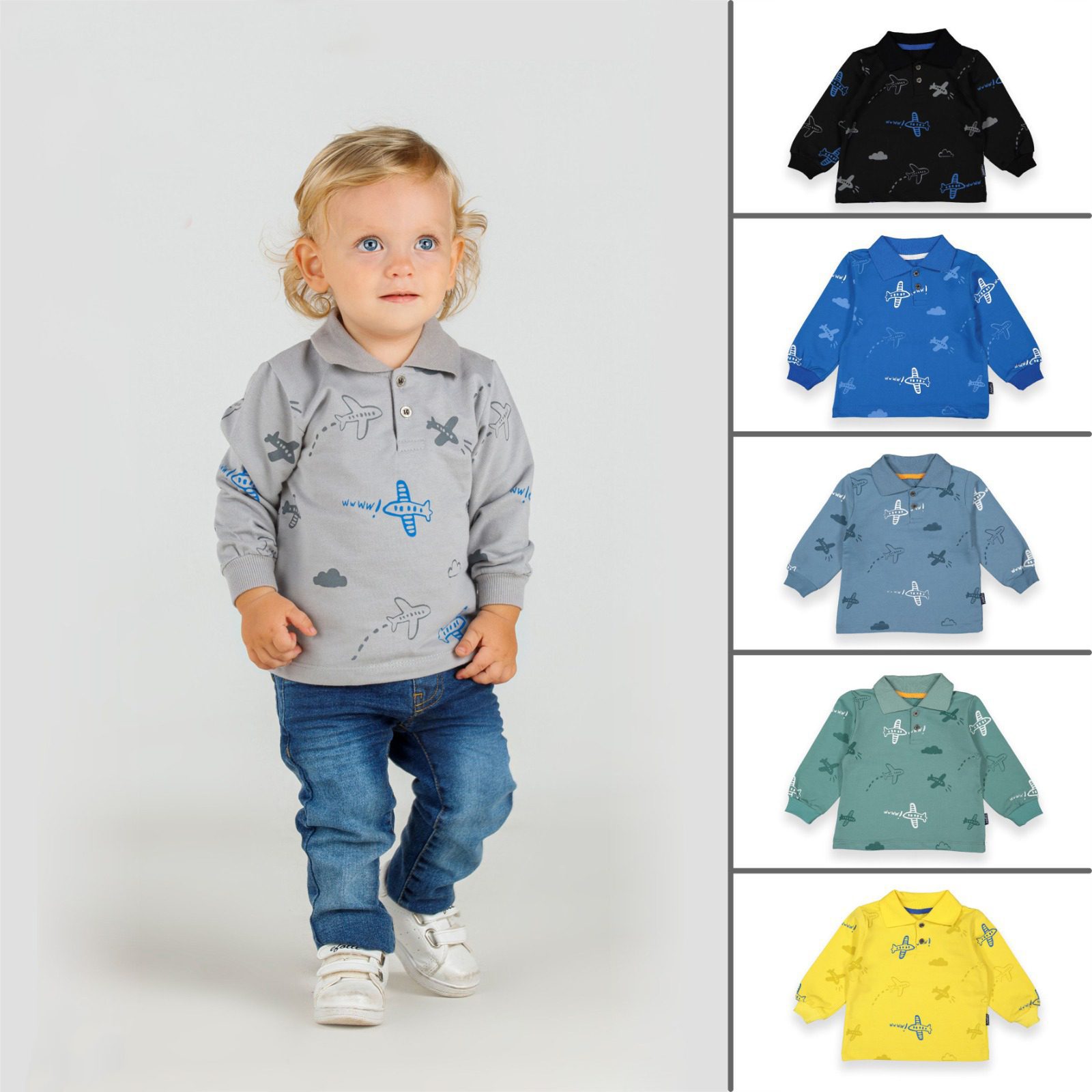 Sky Boys Sweatshirt / 6-9M | 9-12M | 12-18M | 18-24M - Kids Fashion Turkey