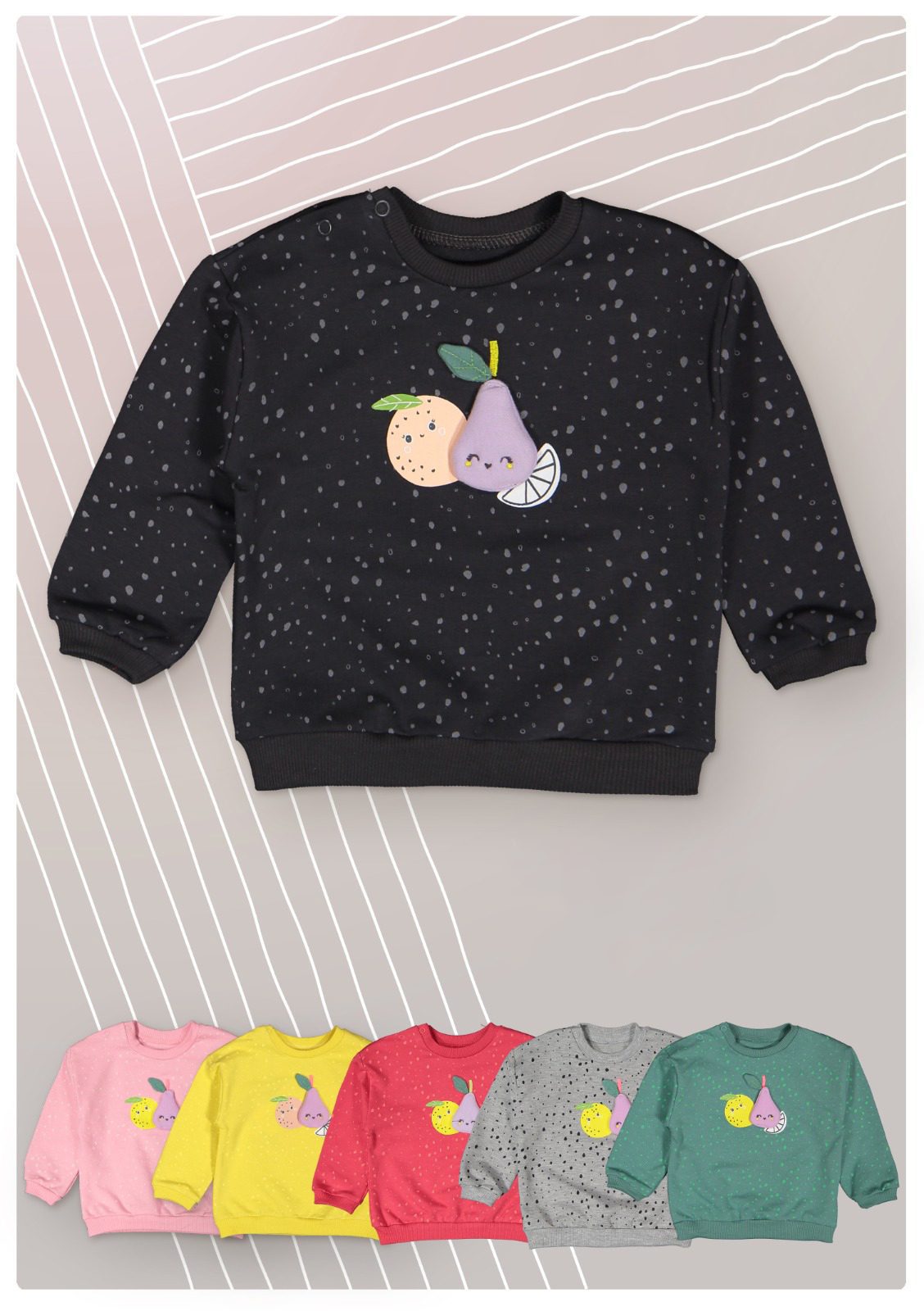 Fruit Theme Girls Sweatshirt / 6-9M | 9-12M | 12-18M | 18-24M - Kids Fashion Turkey