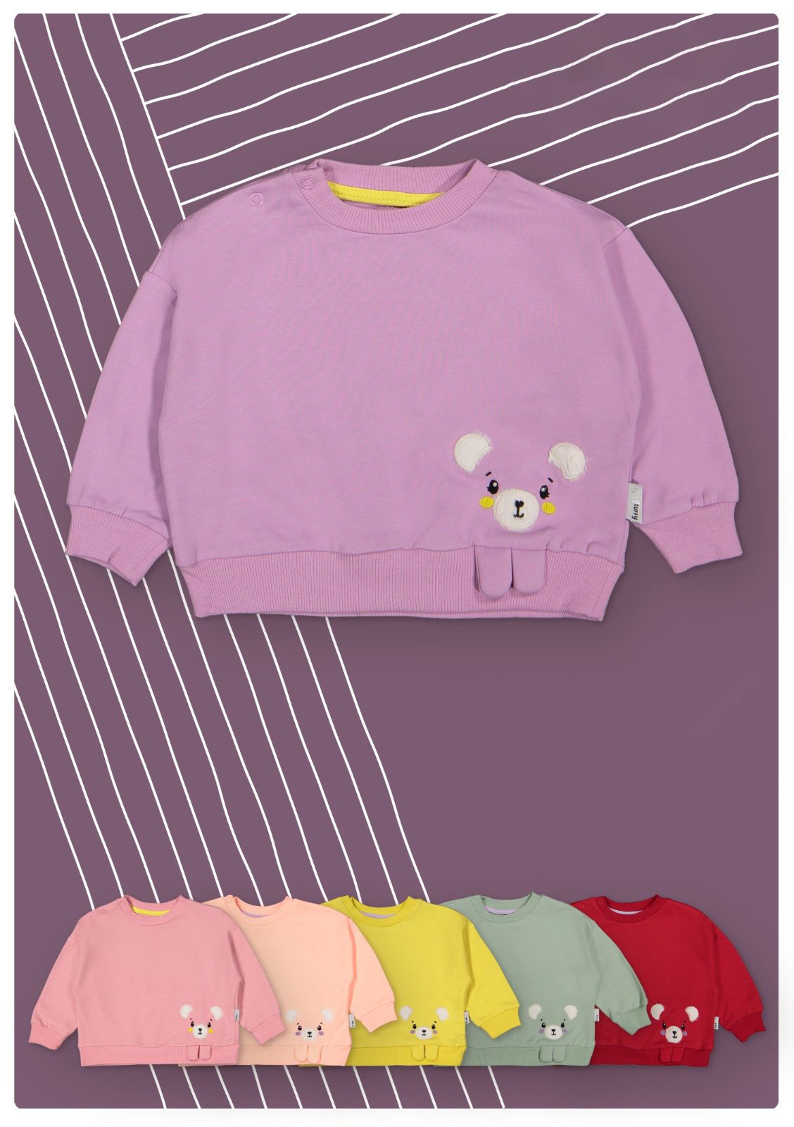 Bear Themed Girl Sweatshirt / 6-9M | 9-12M | 12-18M | 18-24M - Kids Fashion Turkey