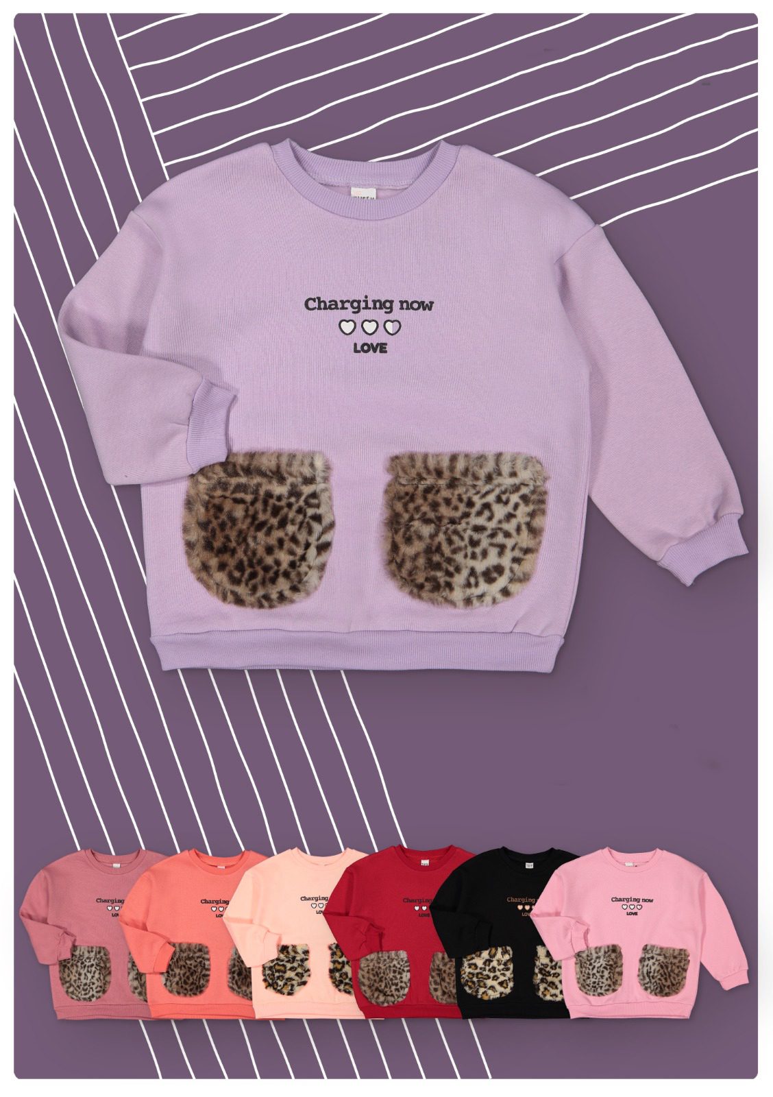 Fancy Leopard Girls Sweatshirt / 6-7 Y | 7-8 Y | 8-9 Y | 9-10 Y - Kids Fashion Turkey