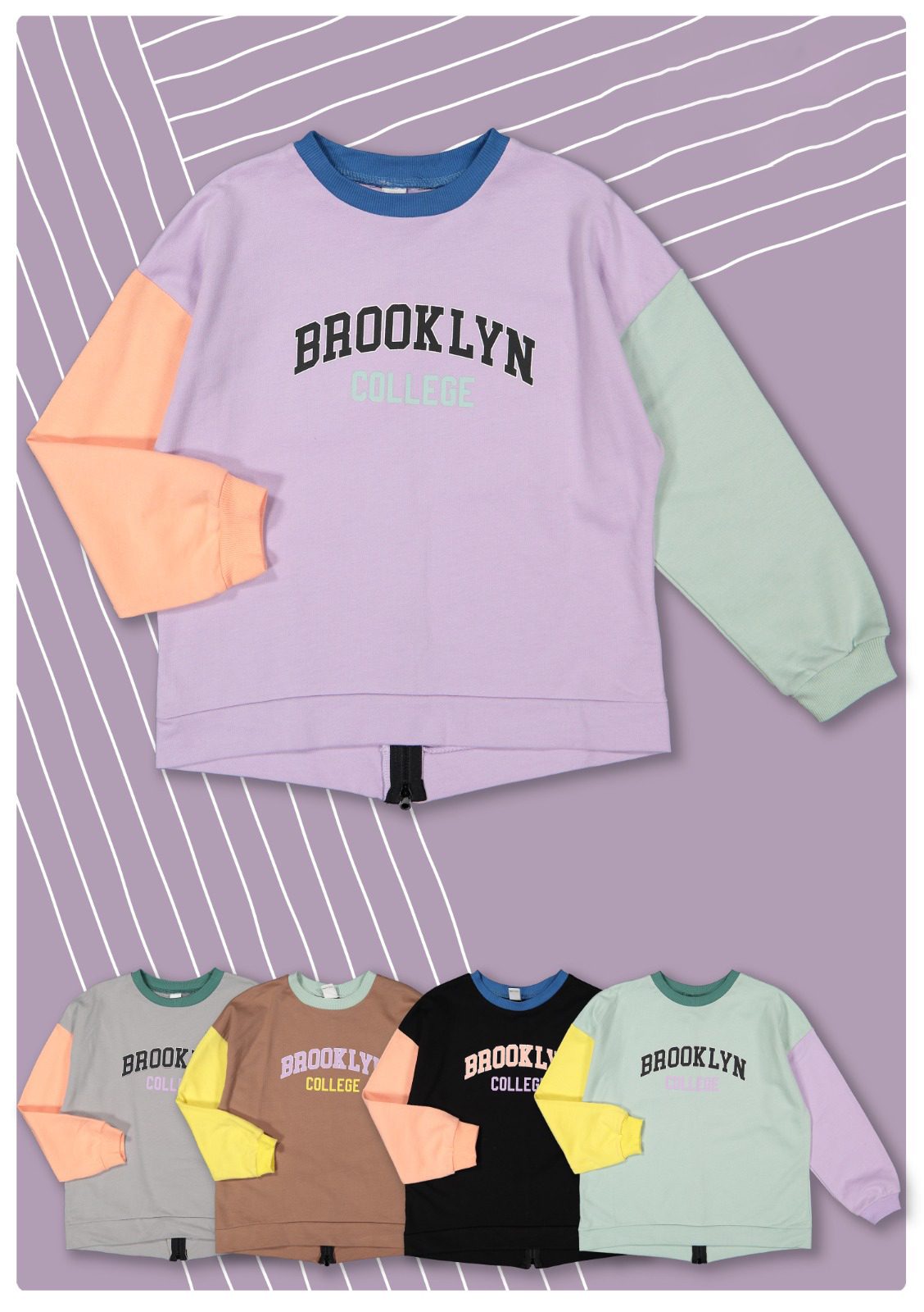 Brooklyn College Sweatshirt / 10-11Y | 11-12Y | 12-13Y | 13-14Y - Kids Fashion Turkey