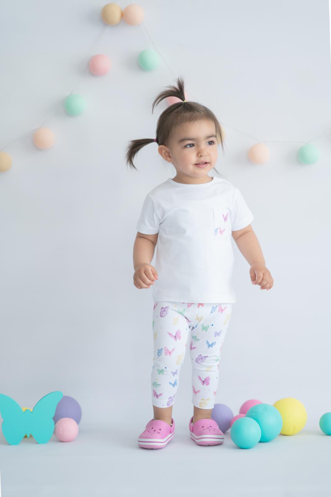Butterfly Organic Baby Girl Tights / 3-6M | 6-12M | 1-2Y | 2-3Y - Kids Fashion Turkey