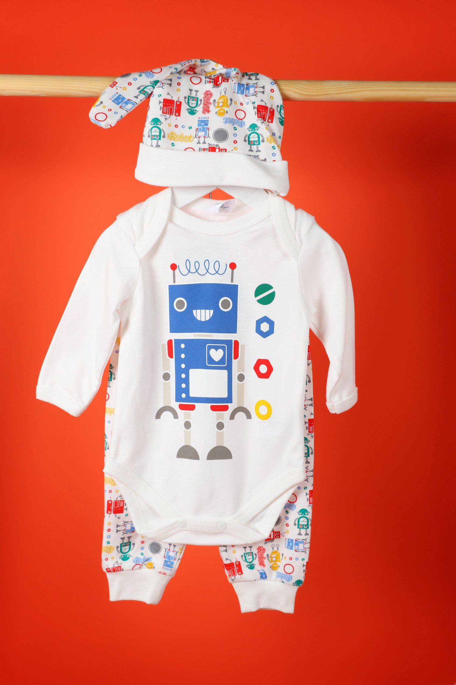 Baby Boy 3 Pcs Set With Robot | 3-6M | 6-9M | 9-12M | 12-18M - Kids Fashion Turkey