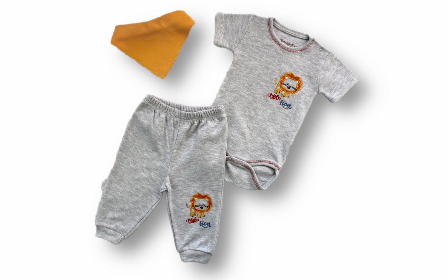 Baby Boy 3 Pieces Baby Lion Bodysuit Set / 3-6M | 6-9M | 9-12M - Kids Fashion Turkey
