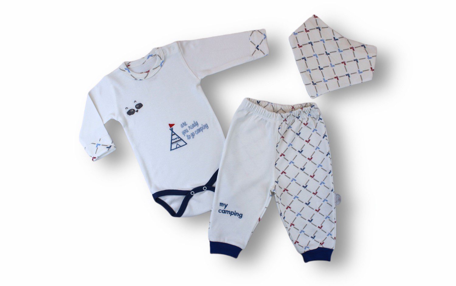 Baby Boy 3 Pieces Set (Bodysuit - Pant - Bib) / 3-6M | 6-9M | 9-12M - Kids Fashion Turkey