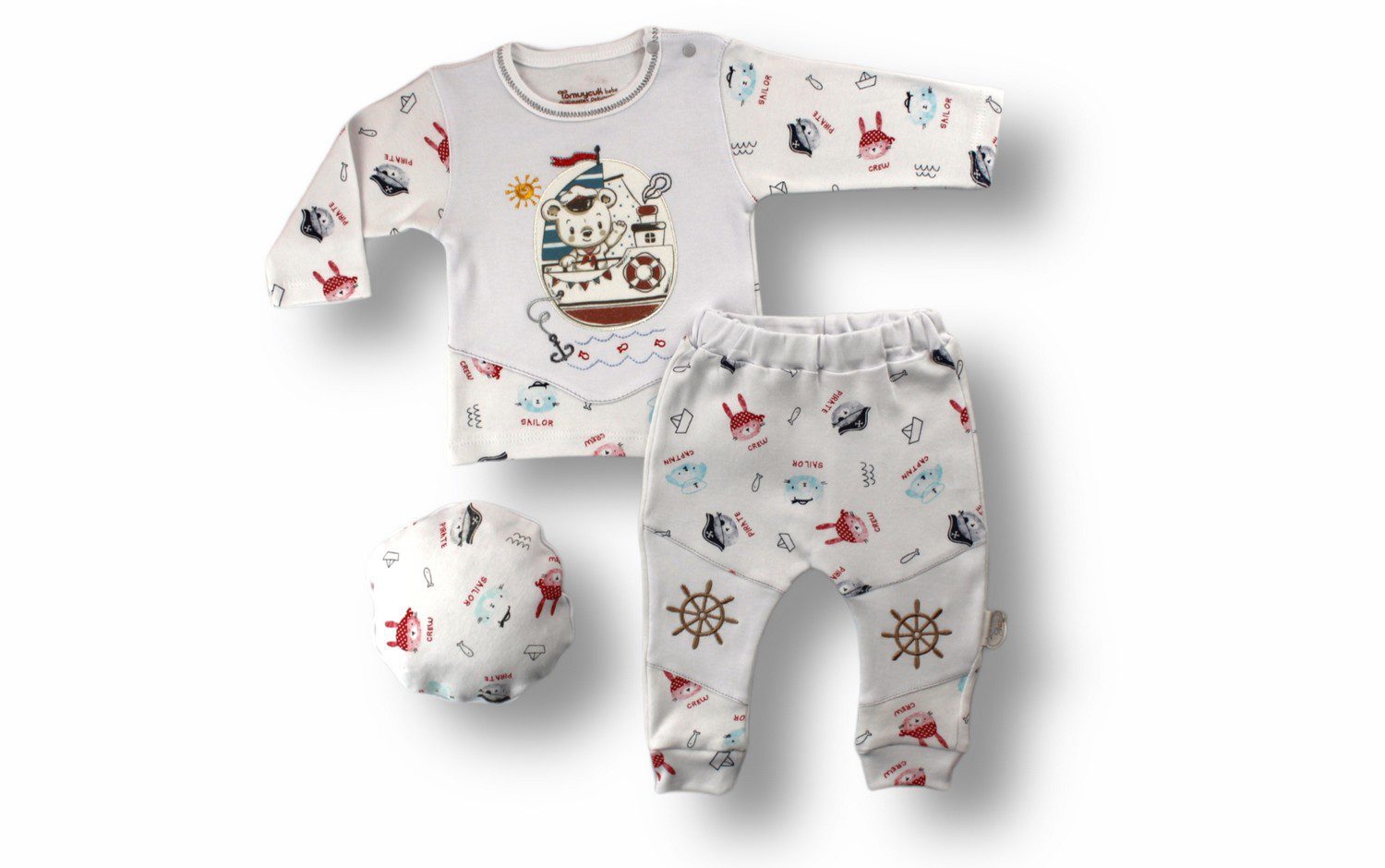 Baby Boy 3 Pieces Set (T-Shirt - Pant - Hat) / 3-6M | 6-9M | 9-12M - Kids Fashion Turkey