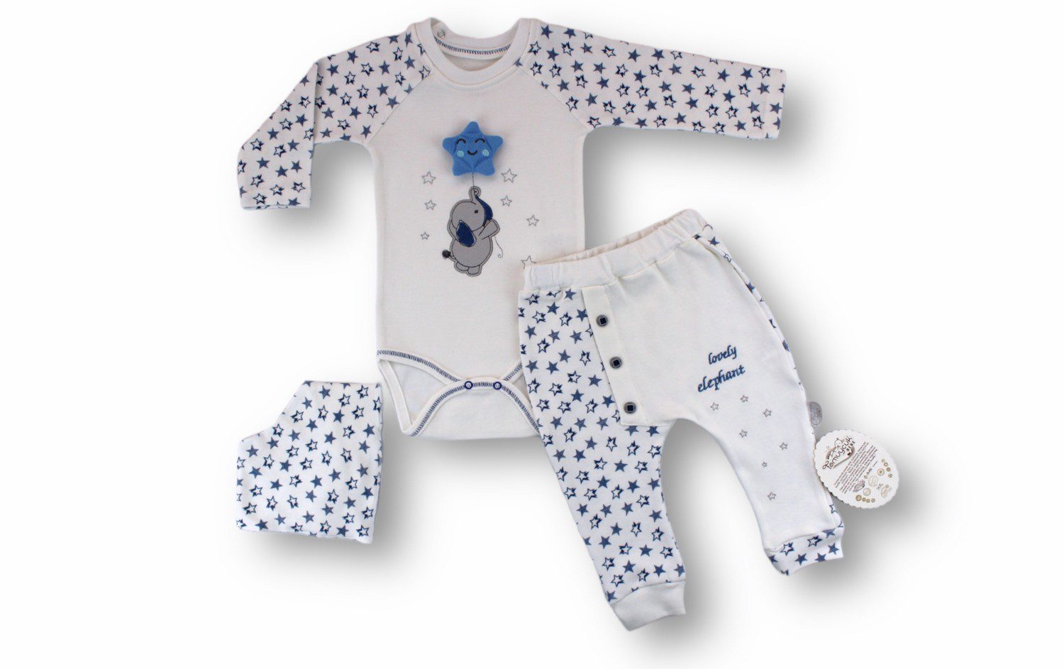 Baby Boy 3 Pieces Set (Bodysuit - Pant - Bib) / 3-6M | 6-9M | 9-12M - Kids Fashion Turkey