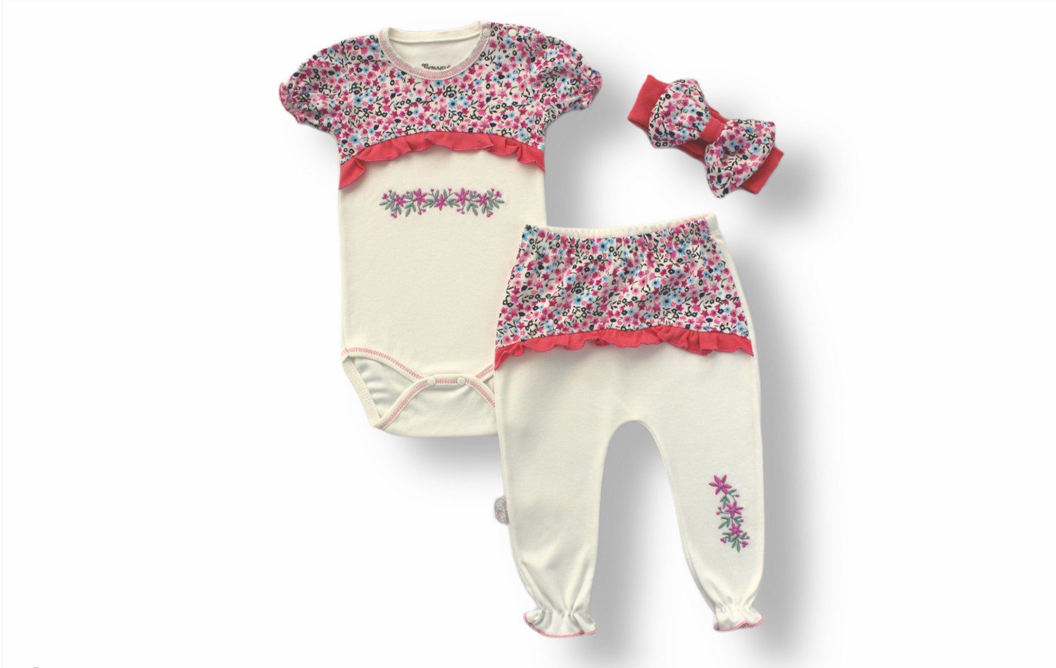 Baby Girl 3 Pieces Bodysuit Set / 6-9M | 9-12M | 12-18M - Kids Fashion Turkey