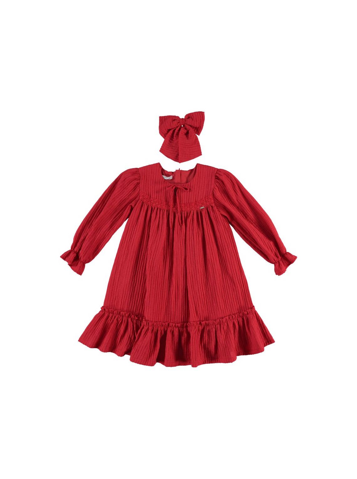 Exclusive Brand - Girl 2 Pieces Frilly Dress Set ( Dress + Bandana ) / 6-7Y | 7-8Y | 8-9Y | 9-10Y - Kids Fashion Turkey
