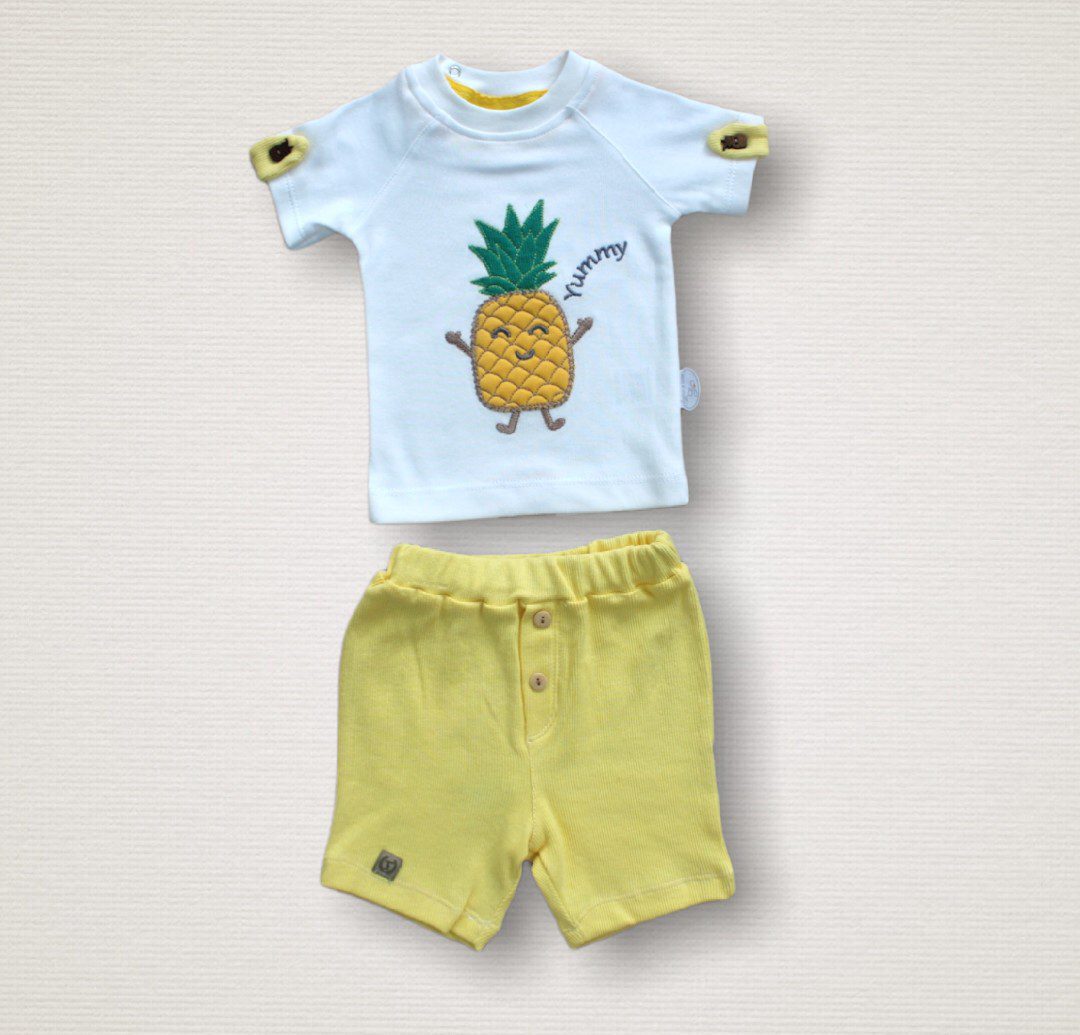 Unisex Yellow Pineapple Style Set 2Pcs 6M | 9M | 12M - Kids Fashion Turkey