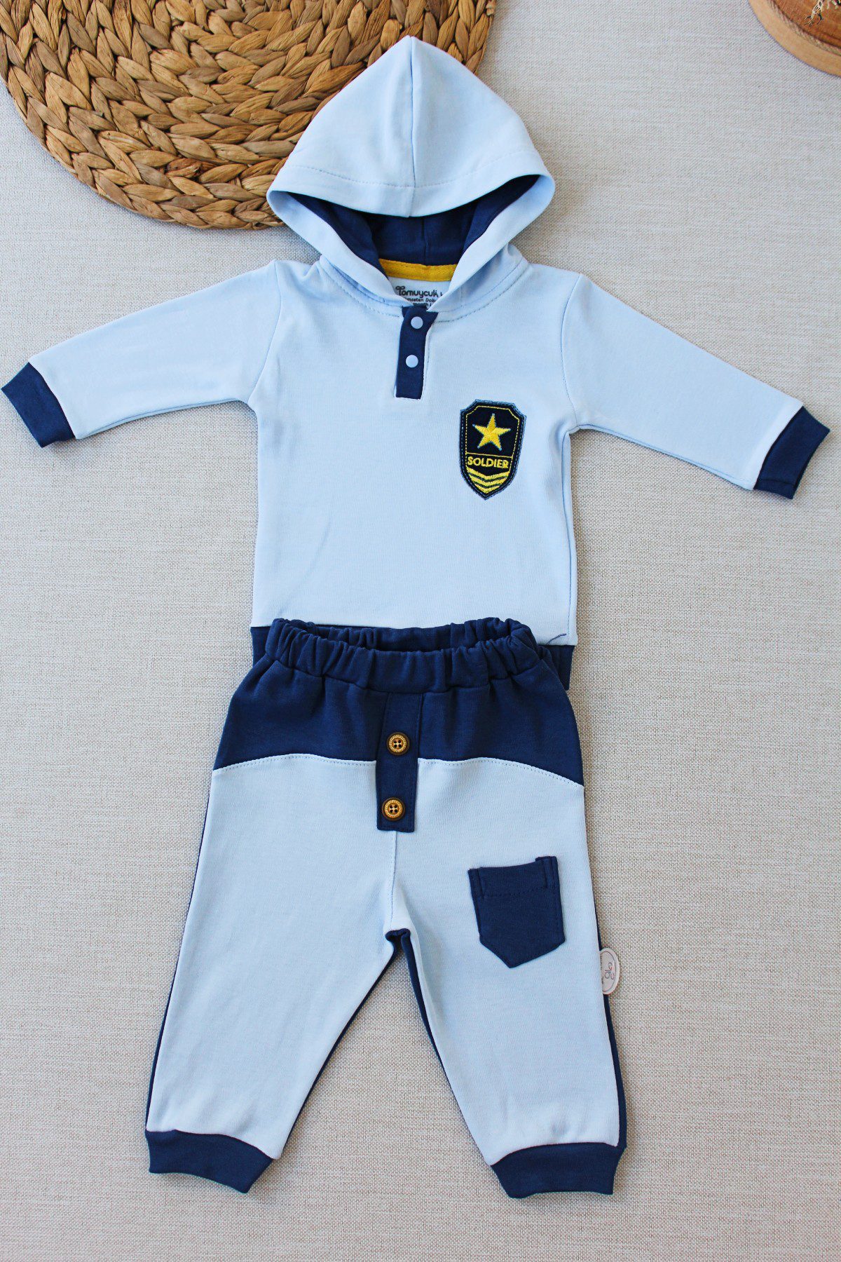 Baby Boy Blue Special Forces Sweat Set 2Pcs 3M | 12M | 18M - Kids Fashion Turkey