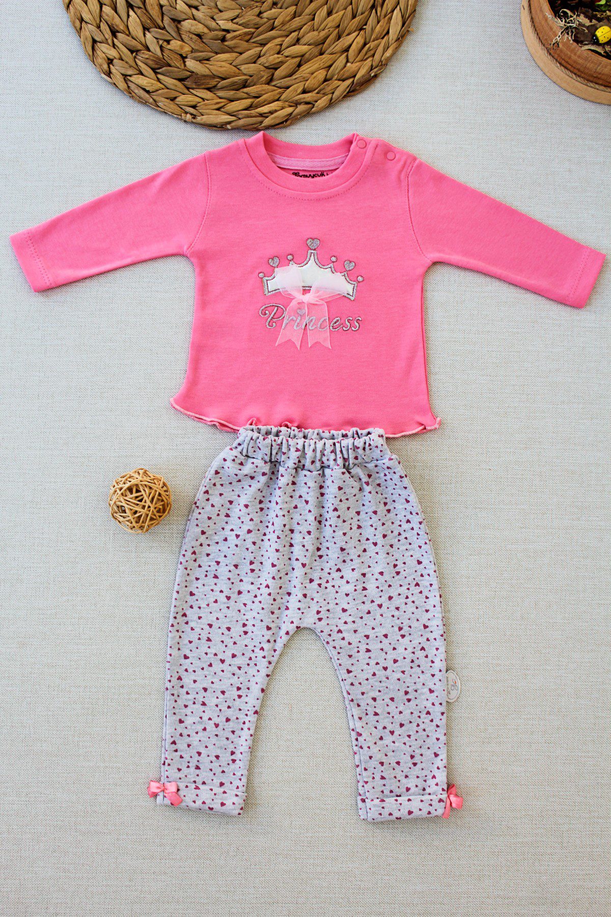 Baby Girl Candy Pink Princess Set 2Pcs 3M | 6M | 9M - Kids Fashion Turkey