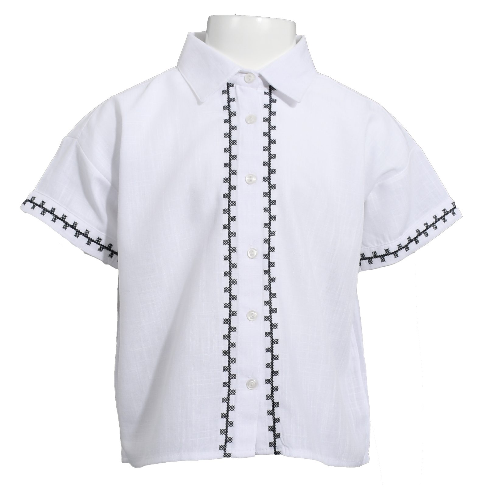 Girl Short Sleeve Shirt Ladder Embroidered / 2-5Y | 6-9Y | 10-13Y - Kids Fashion Turkey