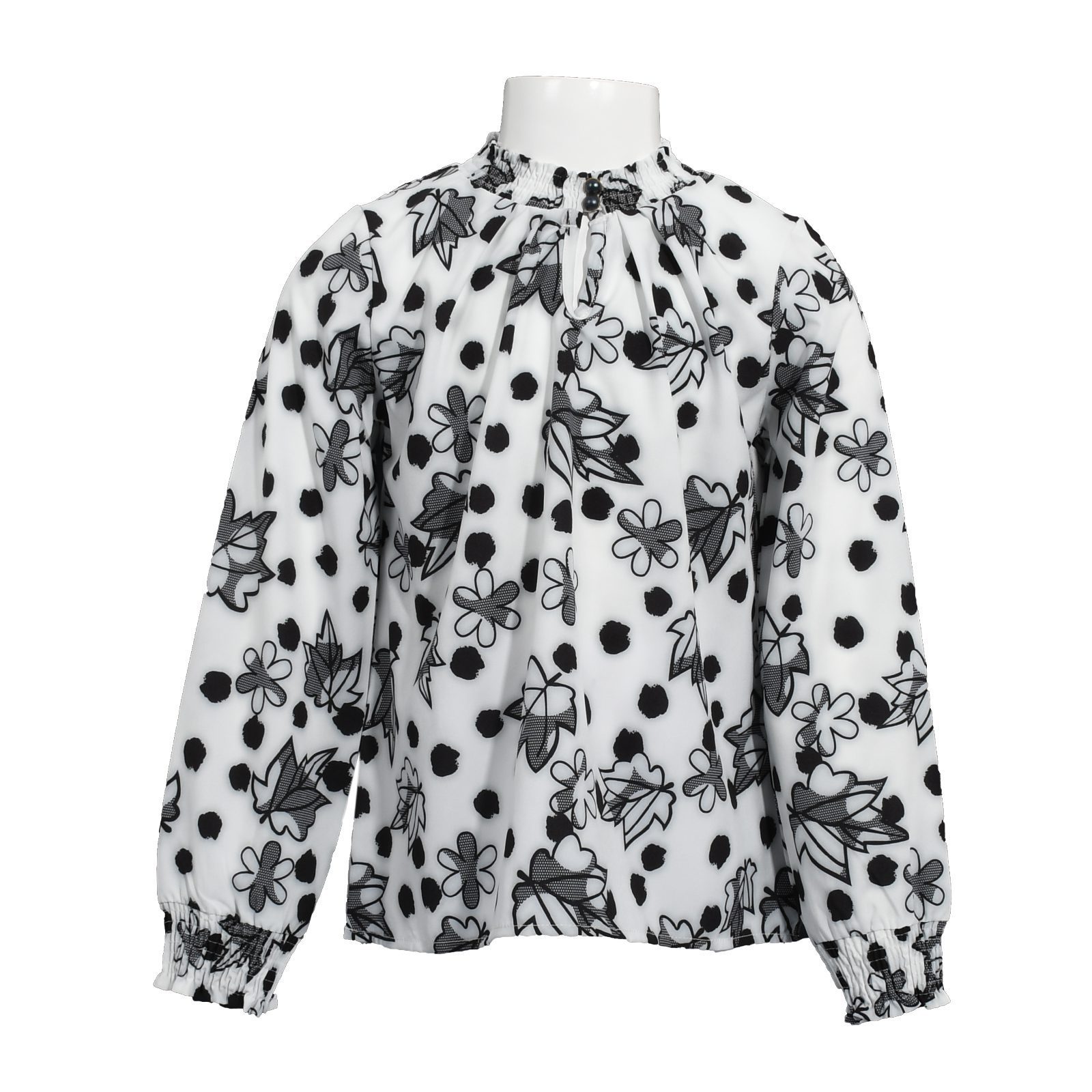 Unisex Long Sleeve Flowered Blouse With Pleat / 6Y | 7Y | 8Y | 9Y - Kids Fashion Turkey