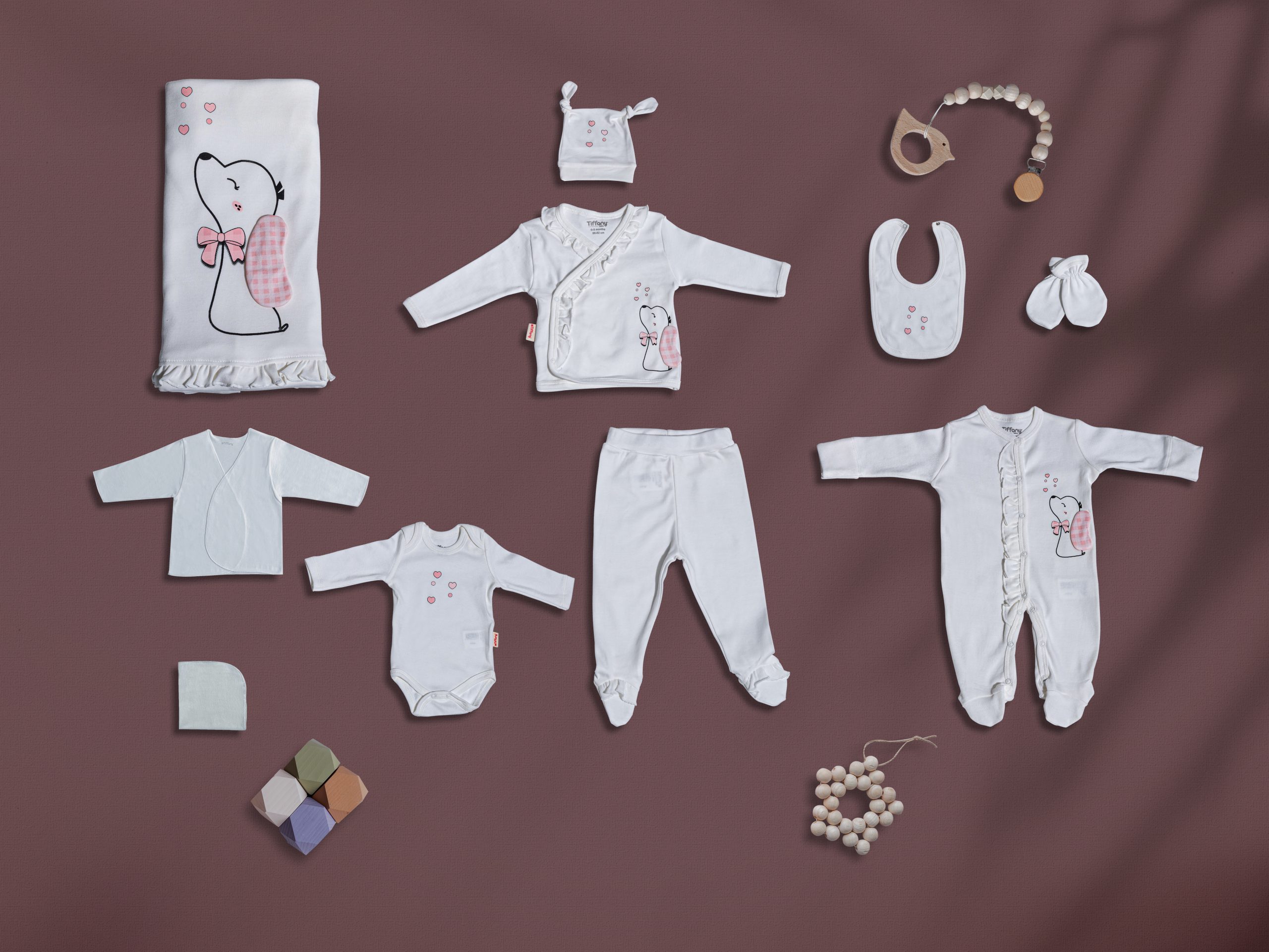 Cheerful Dog Theme Newborn 10 Pieces Hospital Exit Set / 0-3M - Kids Fashion Turkey