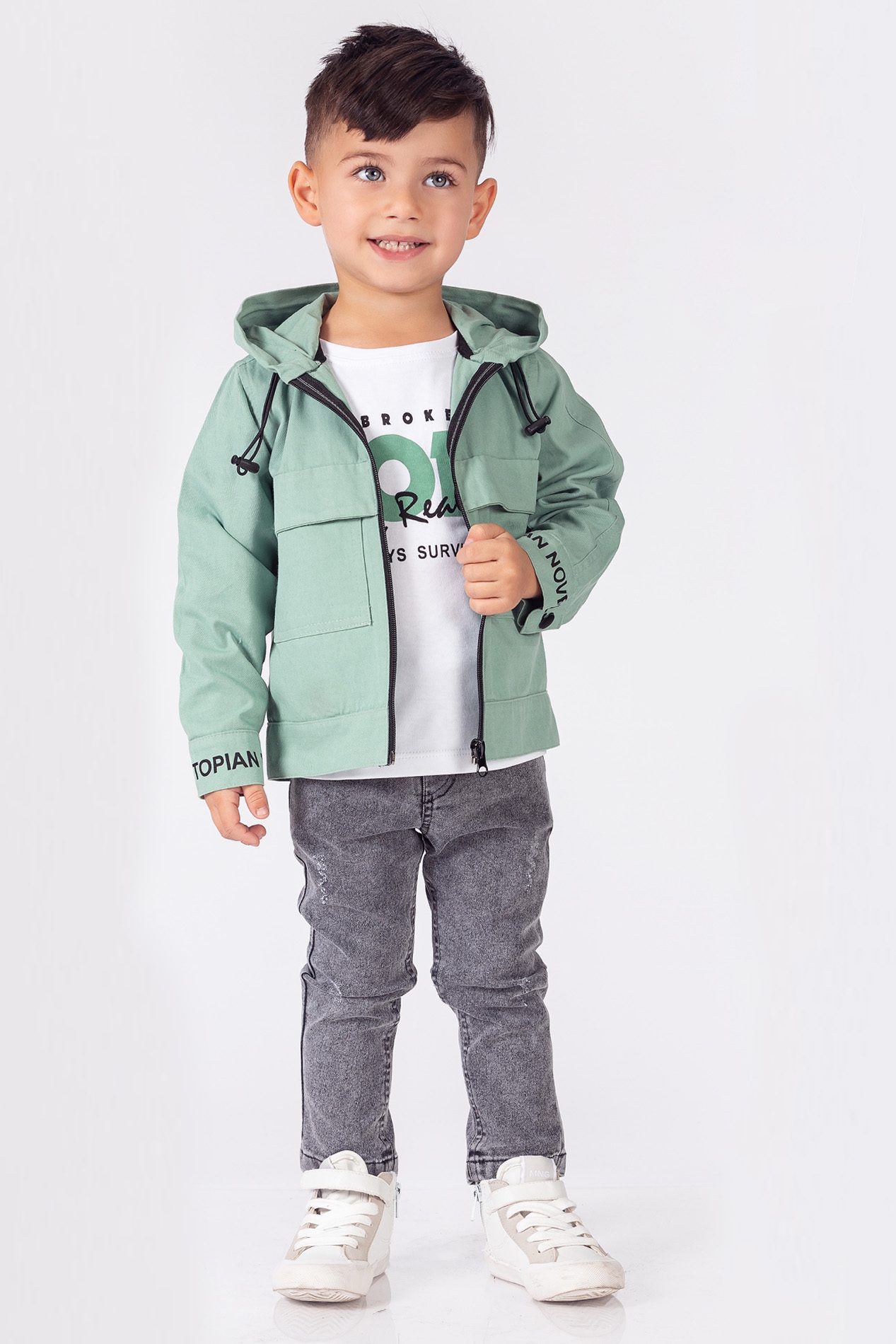 Boy 3 Pieces Gabardine Suit Set (Jacket + T-Shirt + Jean) / 2-5Y Or 6-9Y - Kids Fashion Turkey