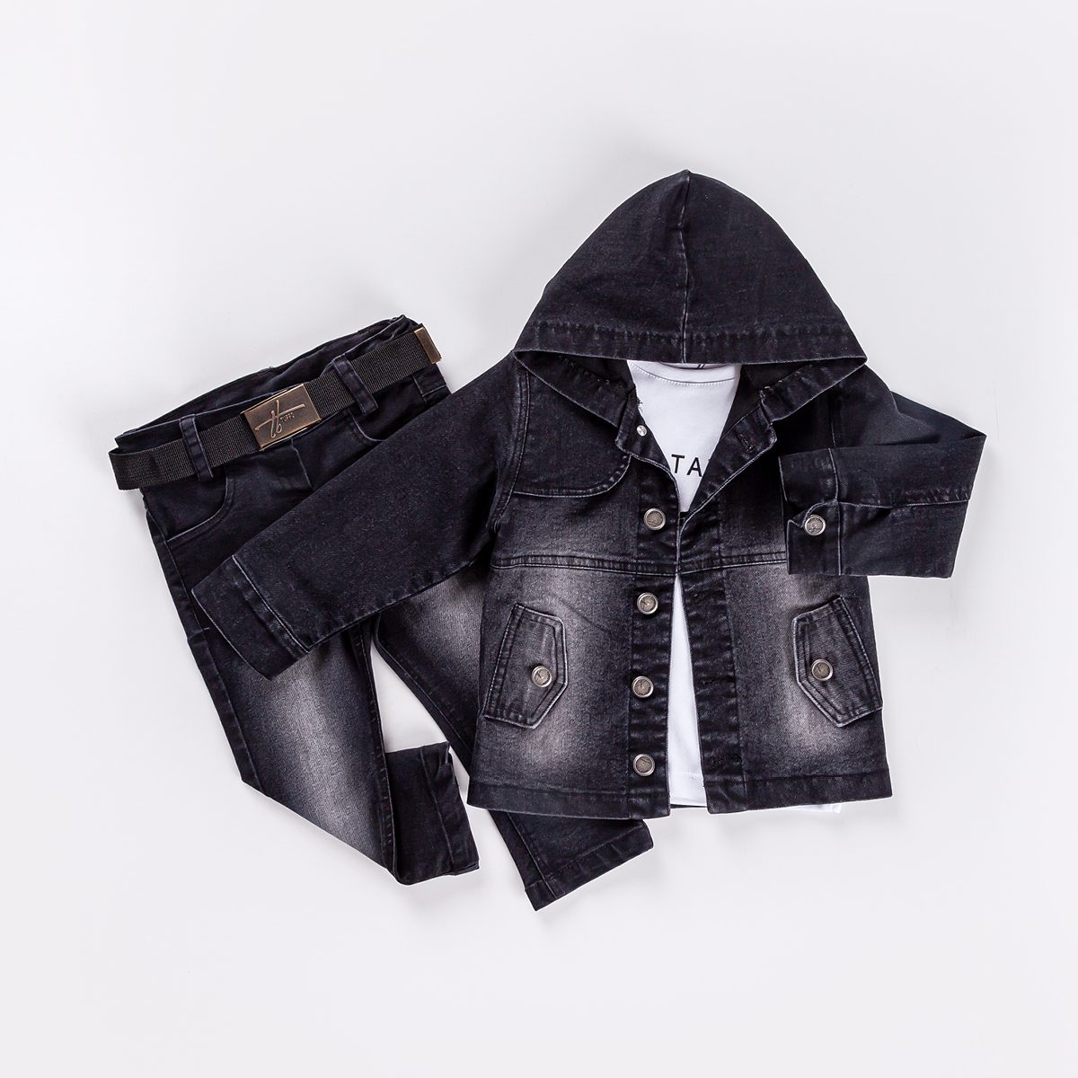 Boy 3 Pieces Denim Suit Set (Jacket + T-Shirt + Jean) / 2-5Y Or 6-9Y - Kids Fashion Turkey