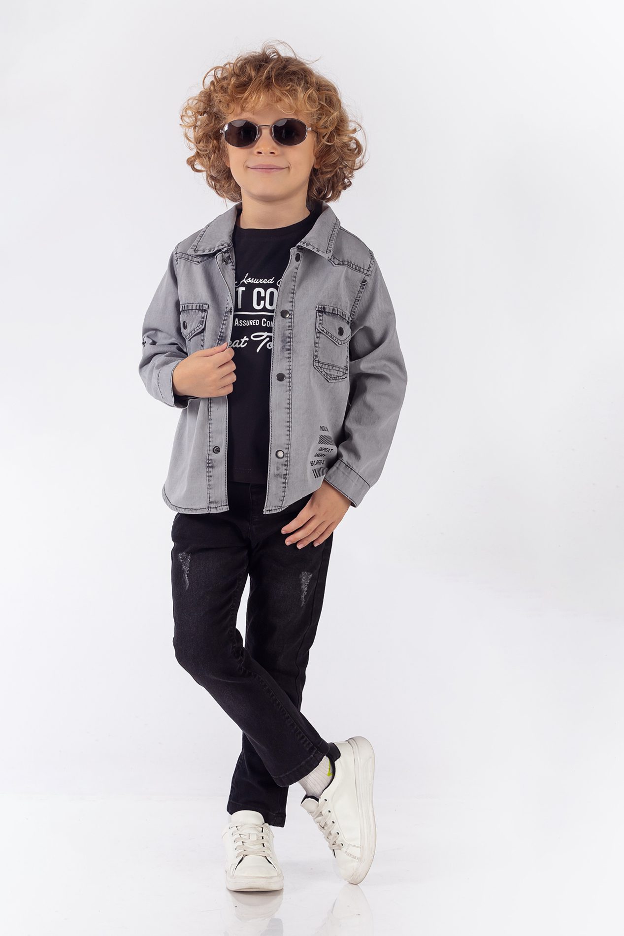 Boy 3 Pieces Denim Suit Set (Shirt + T-Shirt + Jean) / 2-5Y Or 6-9Y - Kids Fashion Turkey