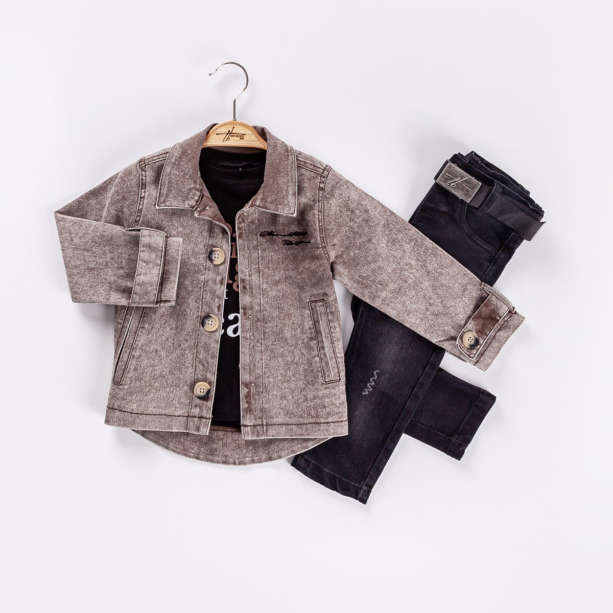 Boy 3 Pieces Sulfur Suit Set (Jacket + T-Shirt + Jean) / 2-5Y Or 6-9Y - Kids Fashion Turkey
