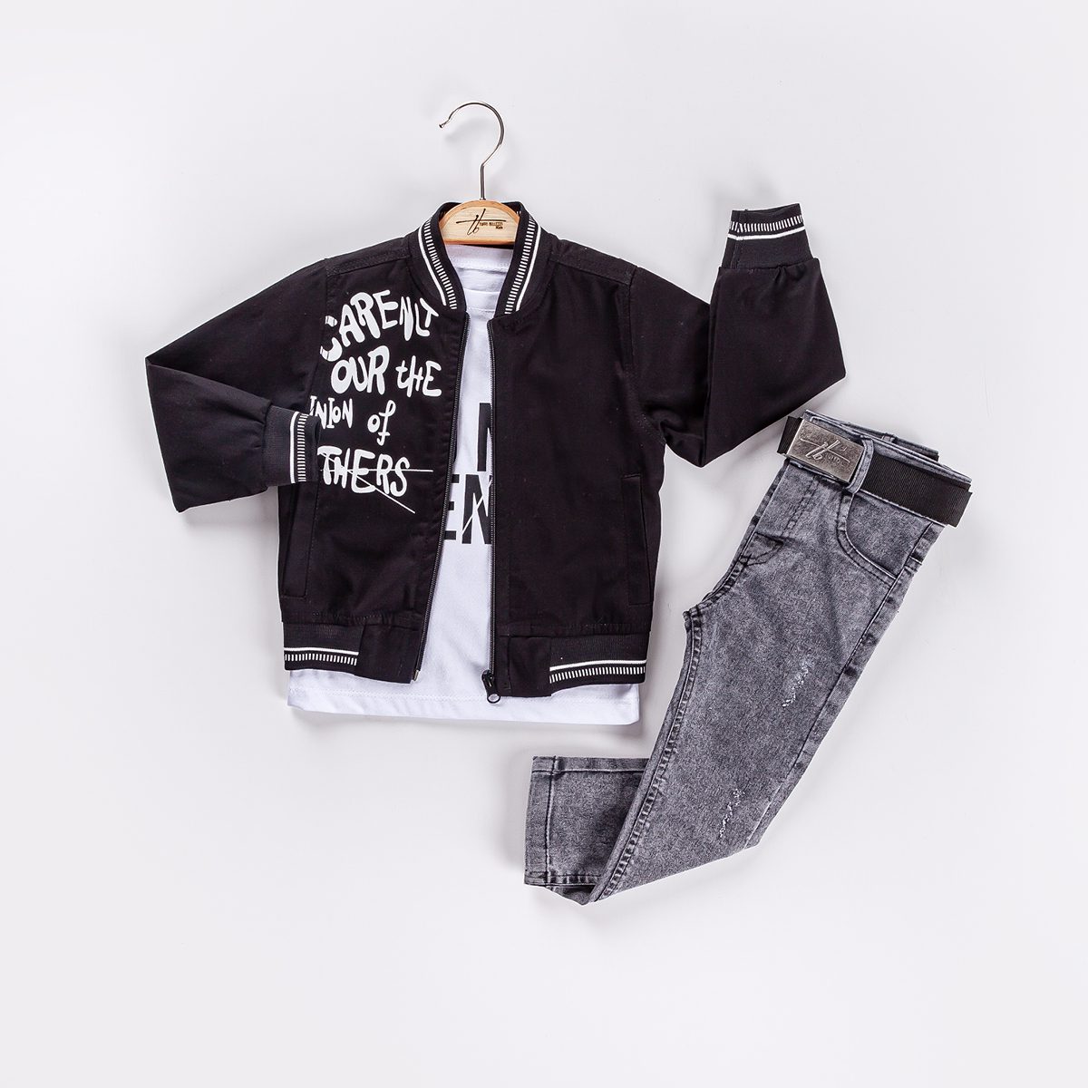 Boy 3 Pieces Gabardine Suit Set (Jacket + T-Shirt + Jean) / 2-3 Y | 3-4 Y | 4-5 Y | 5-6 Y - Kids Fashion Turkey