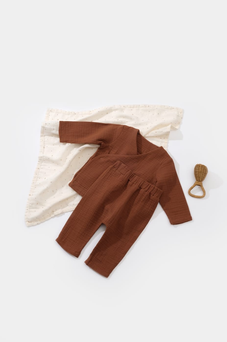 Double Breasted Long Sleeve Tshirt &Amp; Pant Set - %100 Organic Cotton / 3-6 | 6-9 | 9-12 | 12-18 | 18-24 - Kids Fashion Turkey