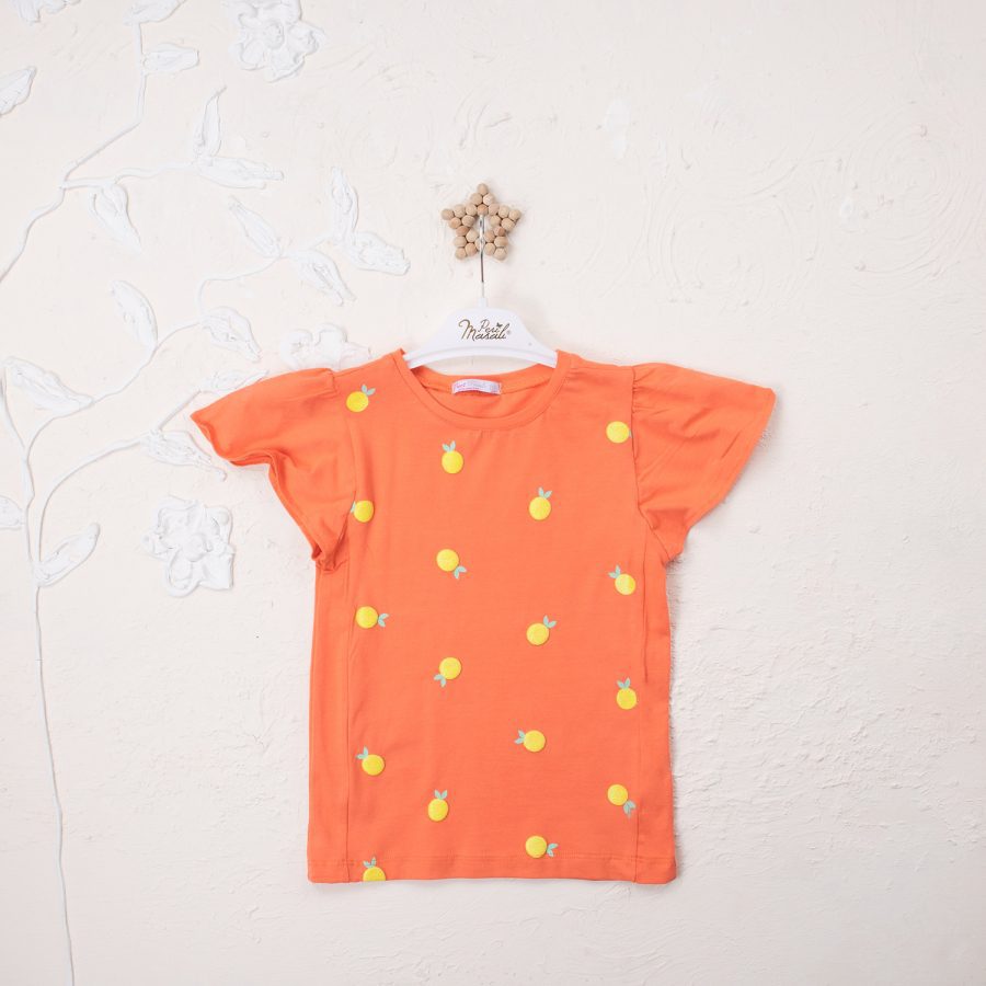 Girl Orange Printed T-Shirt / 5-6Y | 6-7Y | 7-8Y | 8-9Y - Kids Fashion Turkey