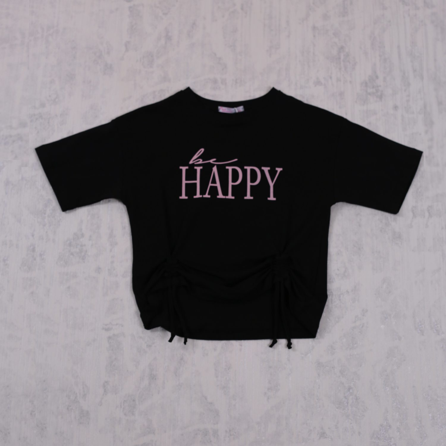Girl Be Happy Shirred T-Shirt / 5-6 Y | 6-7 Y | 7-8 Y | 8-9 Y - Kids Fashion Turkey