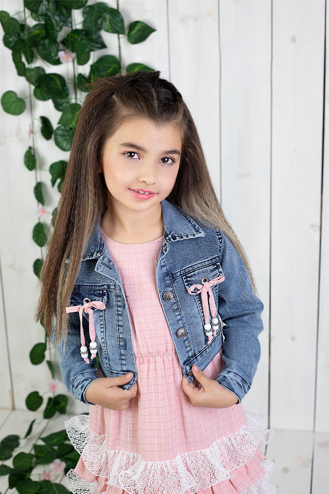 Girl Plaid Bow Jeans Dress ( Dress + Jacket ) / 4Y | 5Y | 6Y | 7Y - Kids Fashion Turkey