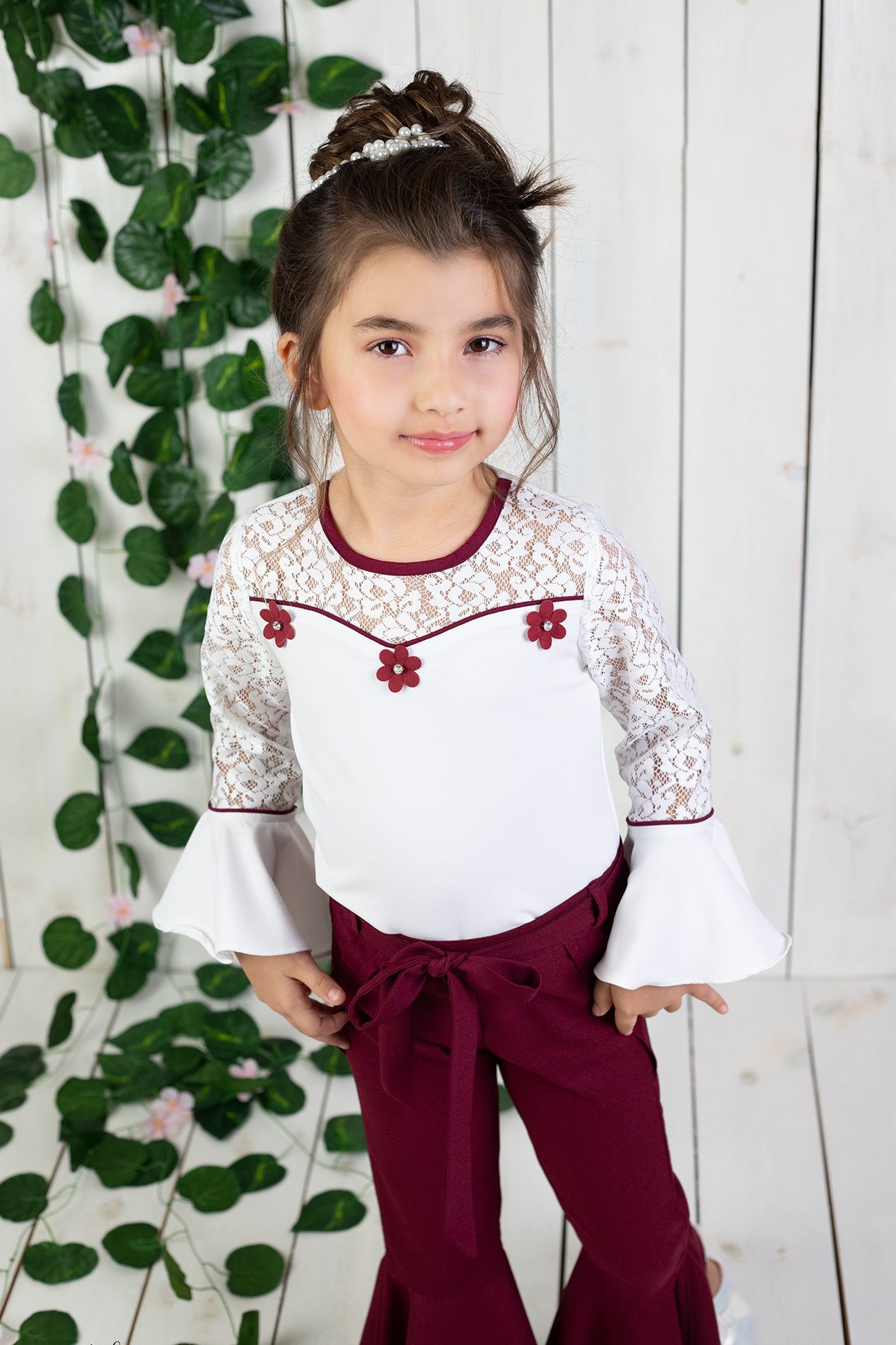 Girl Lace Detail Suit ( Blouse + Pant ) / 7Y | 8Y | 9Y | 10Y - Kids Fashion Turkey