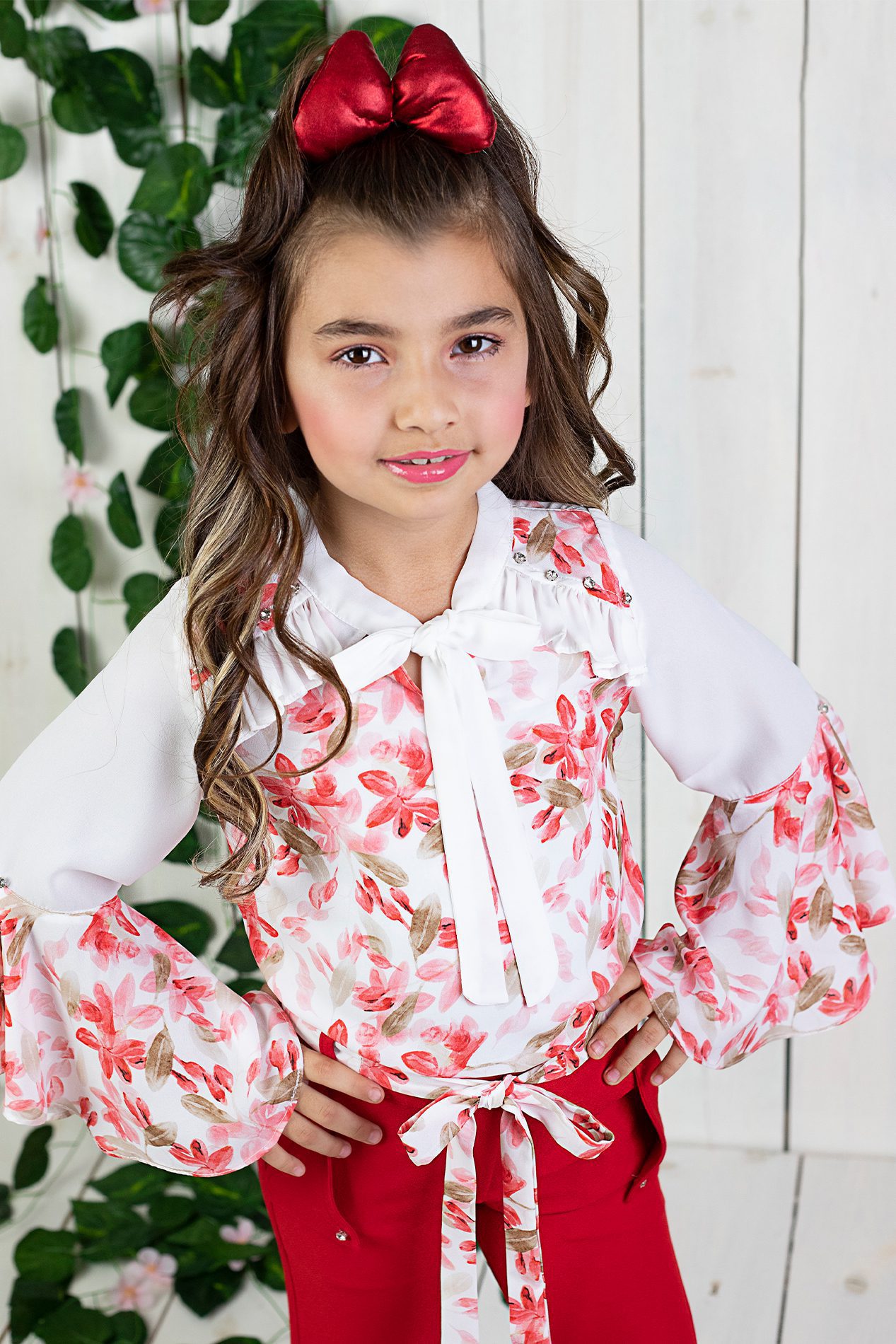 Girl Flower Patterned Suit ( Shirt + Pant ) / 7Y | 8Y | 9Y | 10Y - Kids Fashion Turkey