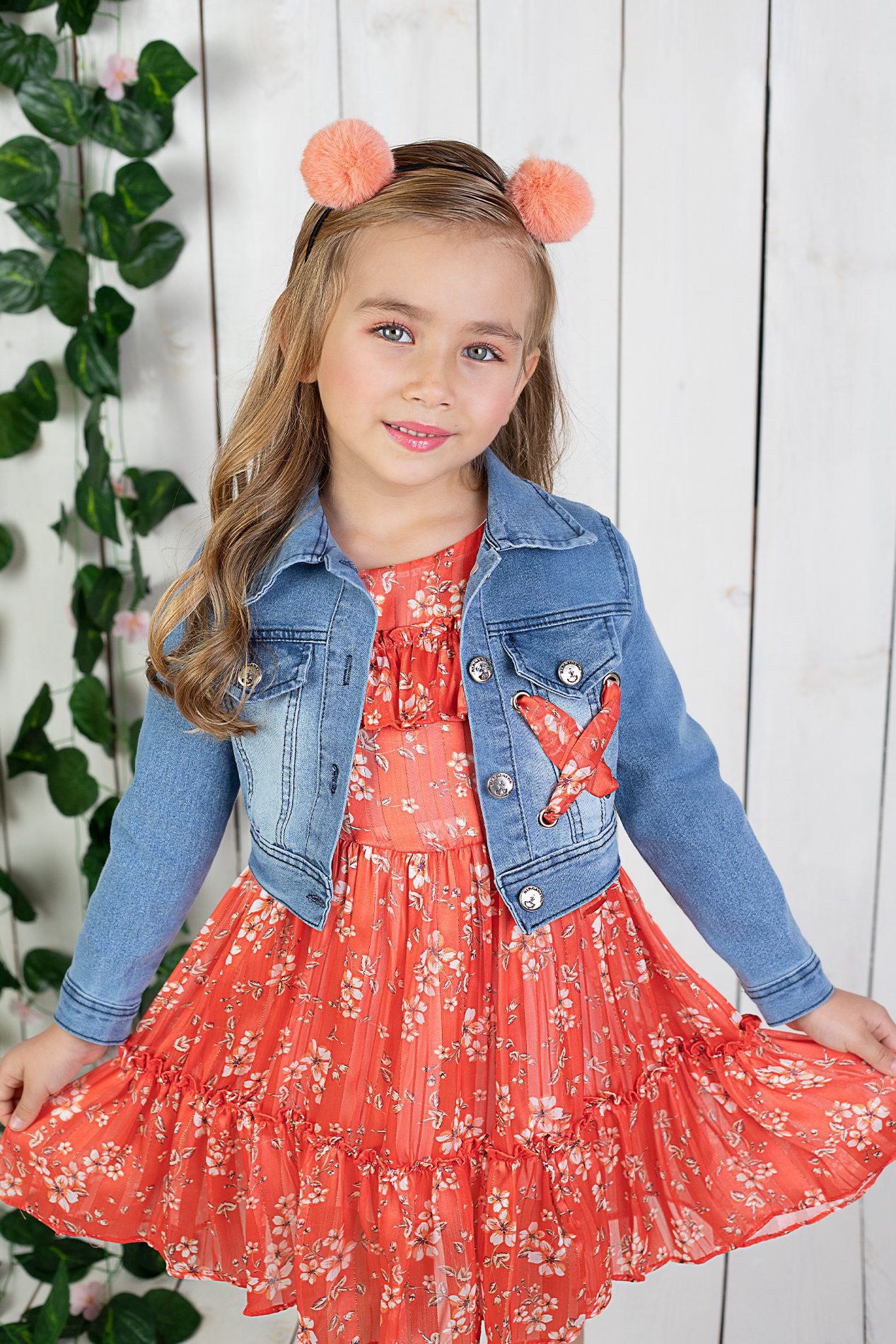 Girl Denim Jacket With Floral Print Dress ( Dress + Jacket ) / 5Y | 6Y | 7Y | 8Y - Kids Fashion Turkey