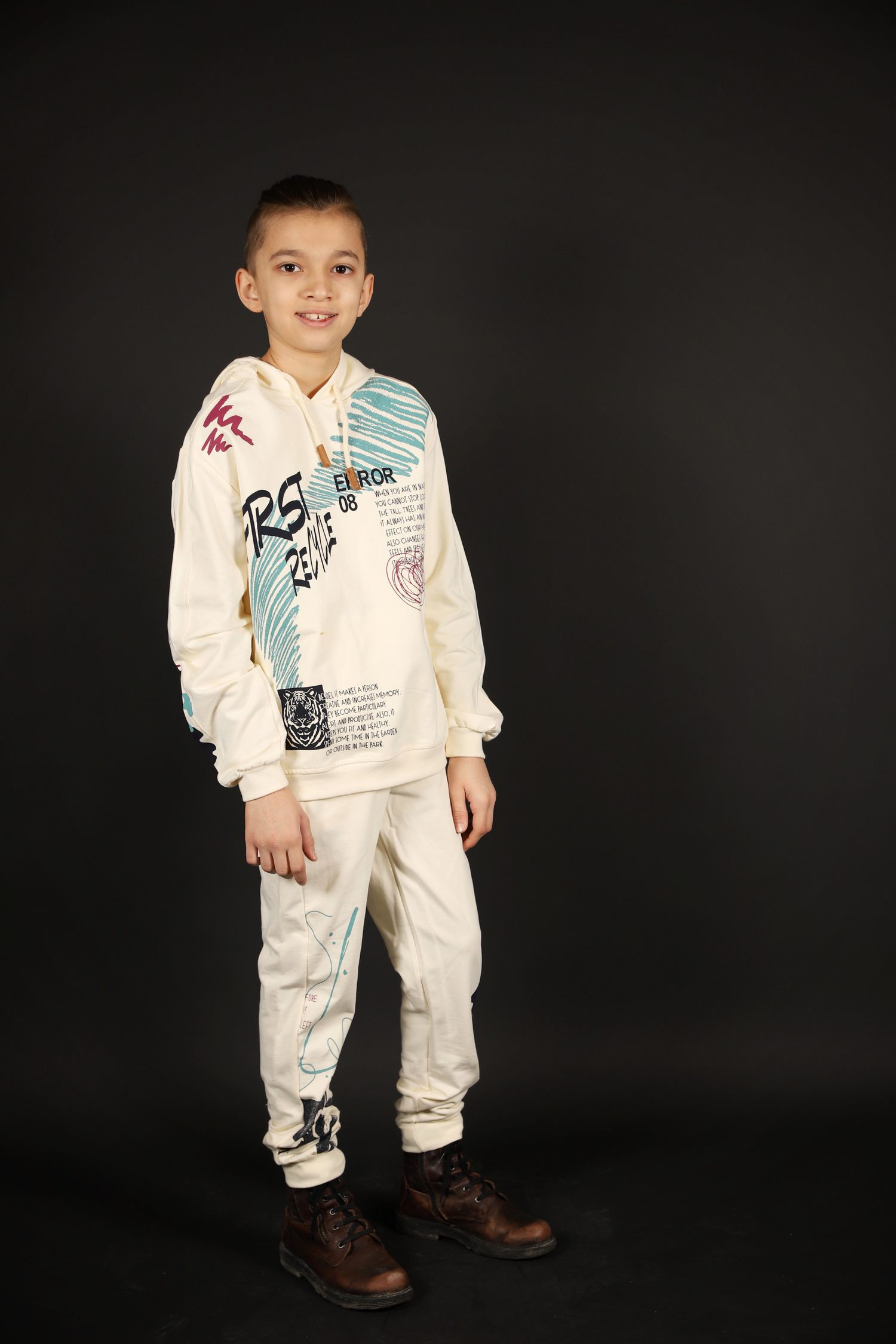 Boy Tiger Printed Tracksuit Set (Sweatshirt - Sweatpant) / 9Y | 10Y | 11Y | 12Y | 13Y | 14Y - Kids Fashion Turkey