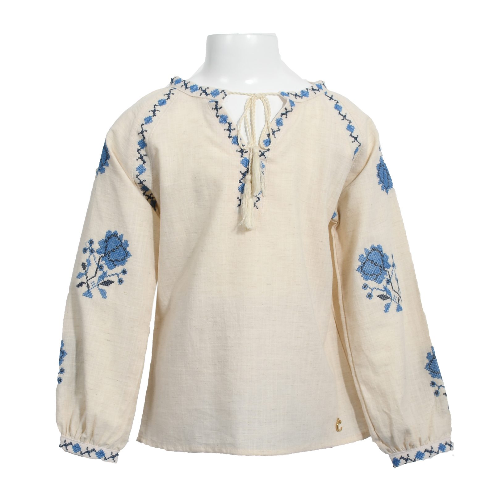 Girl Long Sleeve Blouse With V Collar And Embroidered / 2-5Y | 6-9Y | 10-13Y - Kids Fashion Turkey