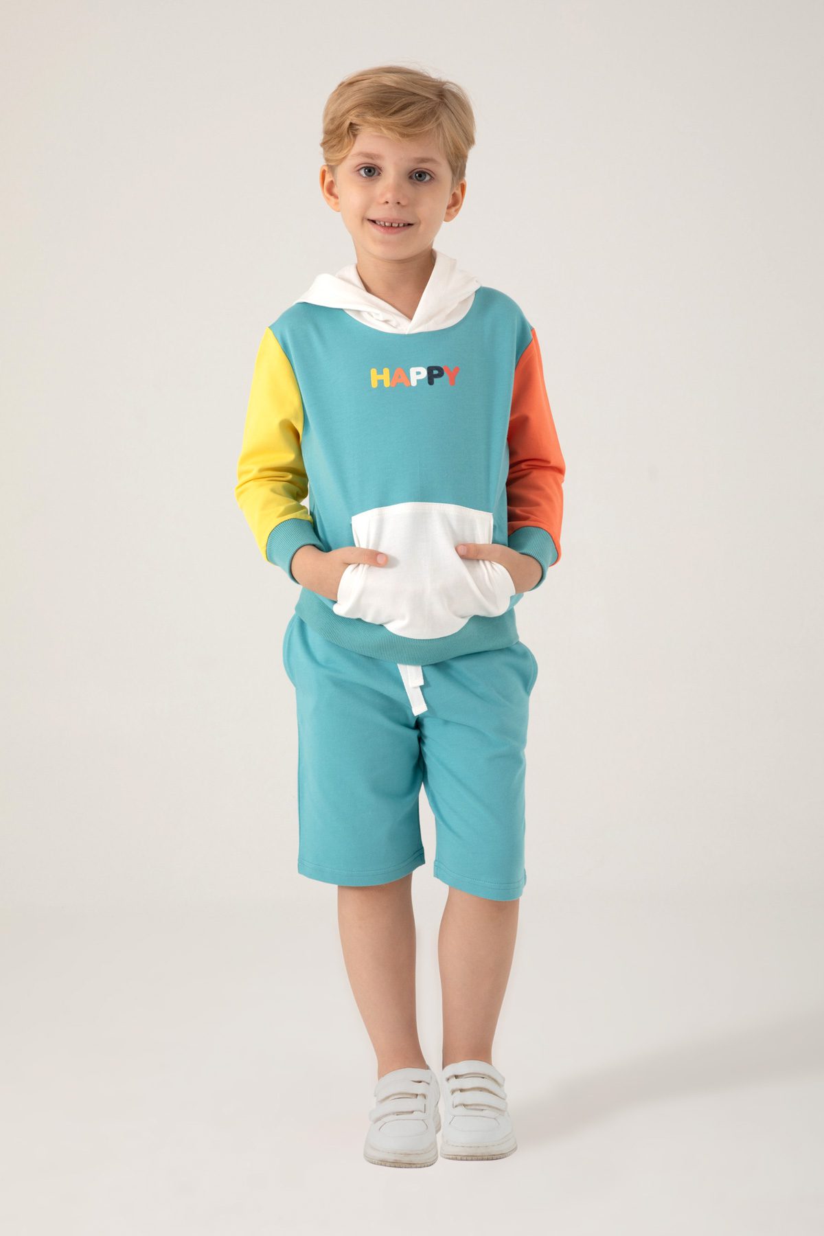 Boy 2 Pieces Set (Hoodie - Short) / 2-8Y | 9-15Y - Kids Fashion Turkey