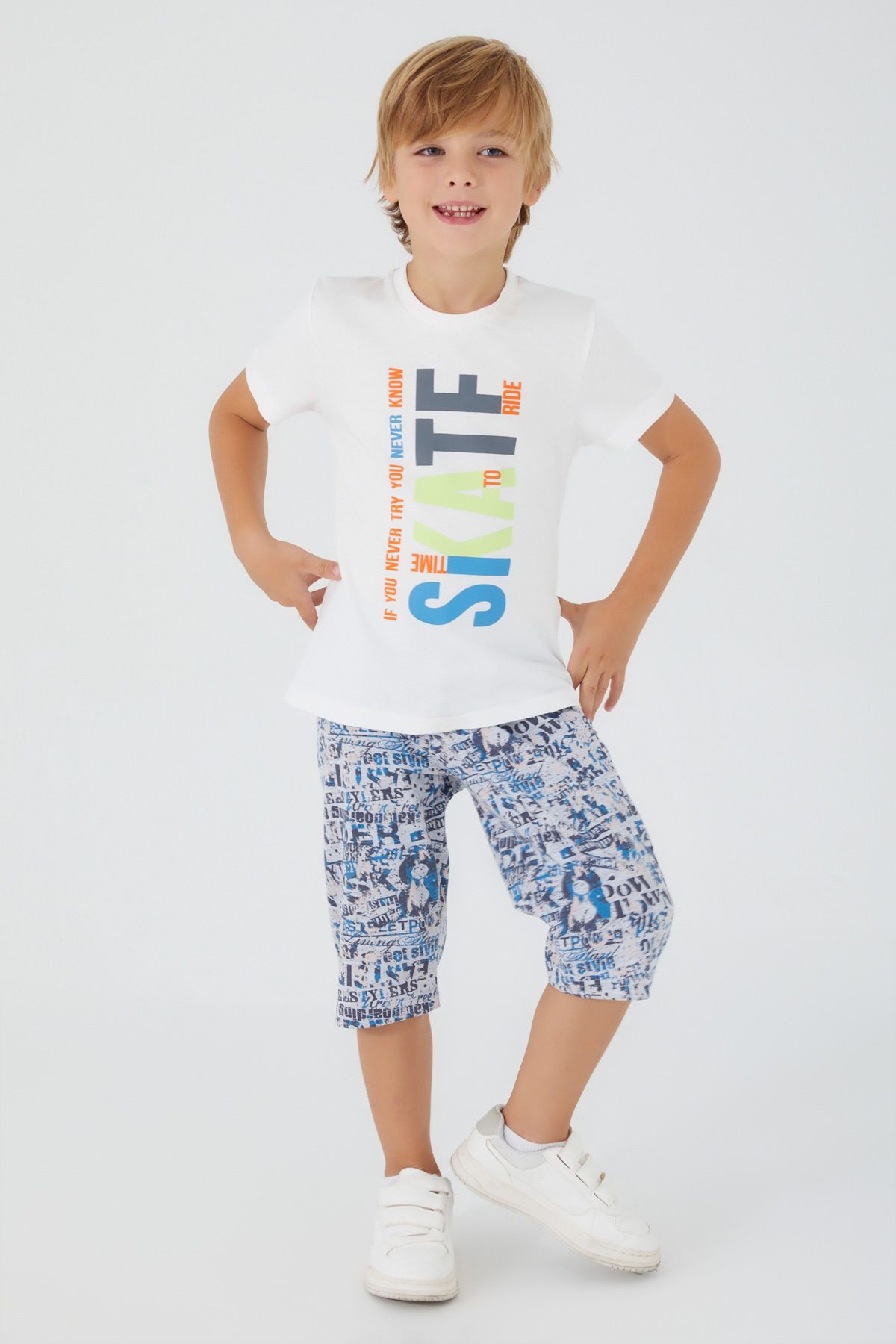 Boy 2 Pieces Set (T-Shirt - Capri) / 2-8Y | 9-15Y - Kids Fashion Turkey