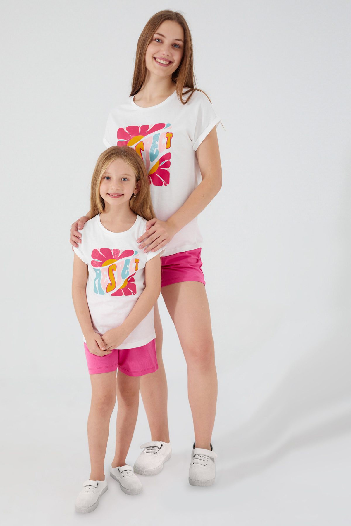 Girl Or Adult 2 Pieces Set (T-Shirt - Short) / 2-8Y | 9-15Y Or S | M | L | Xl - Kids Fashion Turkey