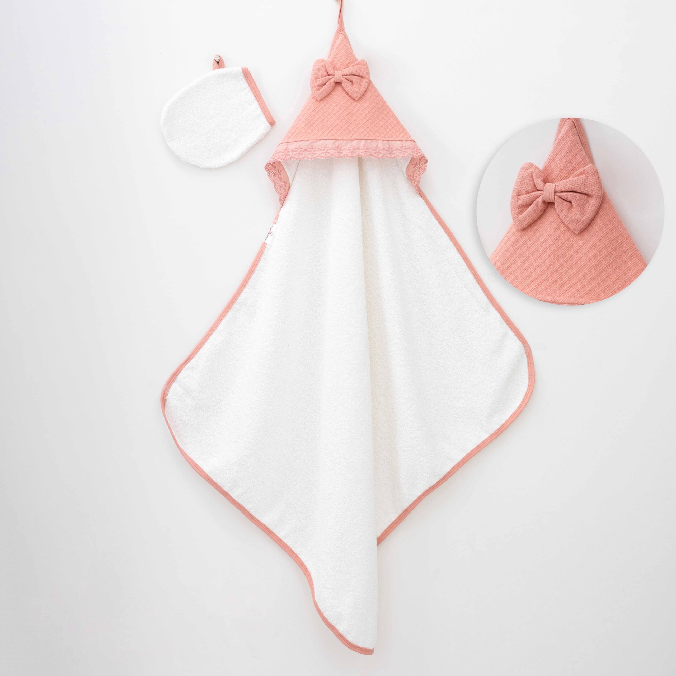 Unisex Baby 2 Pieces Set (Towel - Bath Pouf) / Standart Size (80 X 90 Cm) - Kids Fashion Turkey