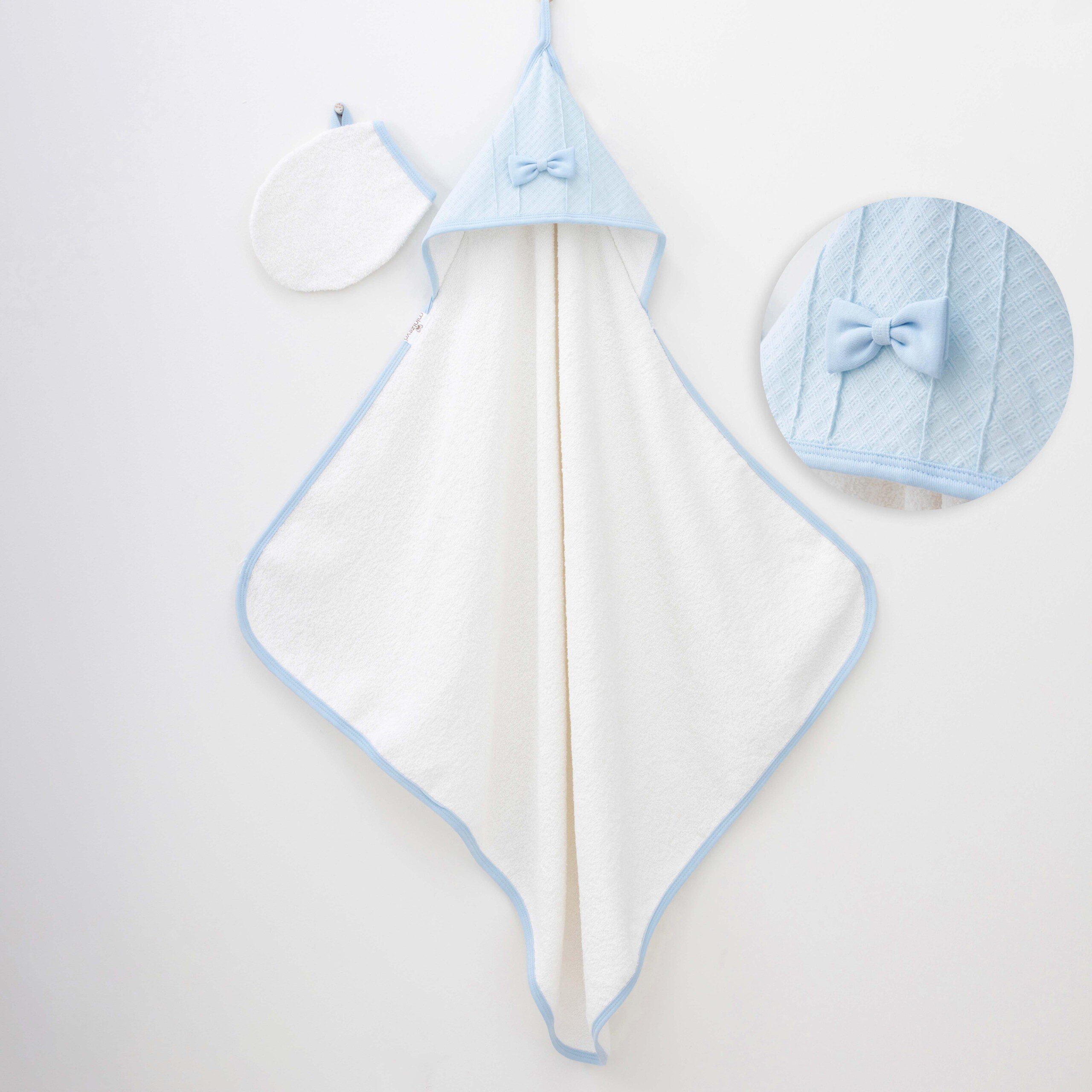 Unisex Baby 2 Pieces Set (Towel - Bath Pouf) / Standart Size (80 X 90 Cm) - Kids Fashion Turkey