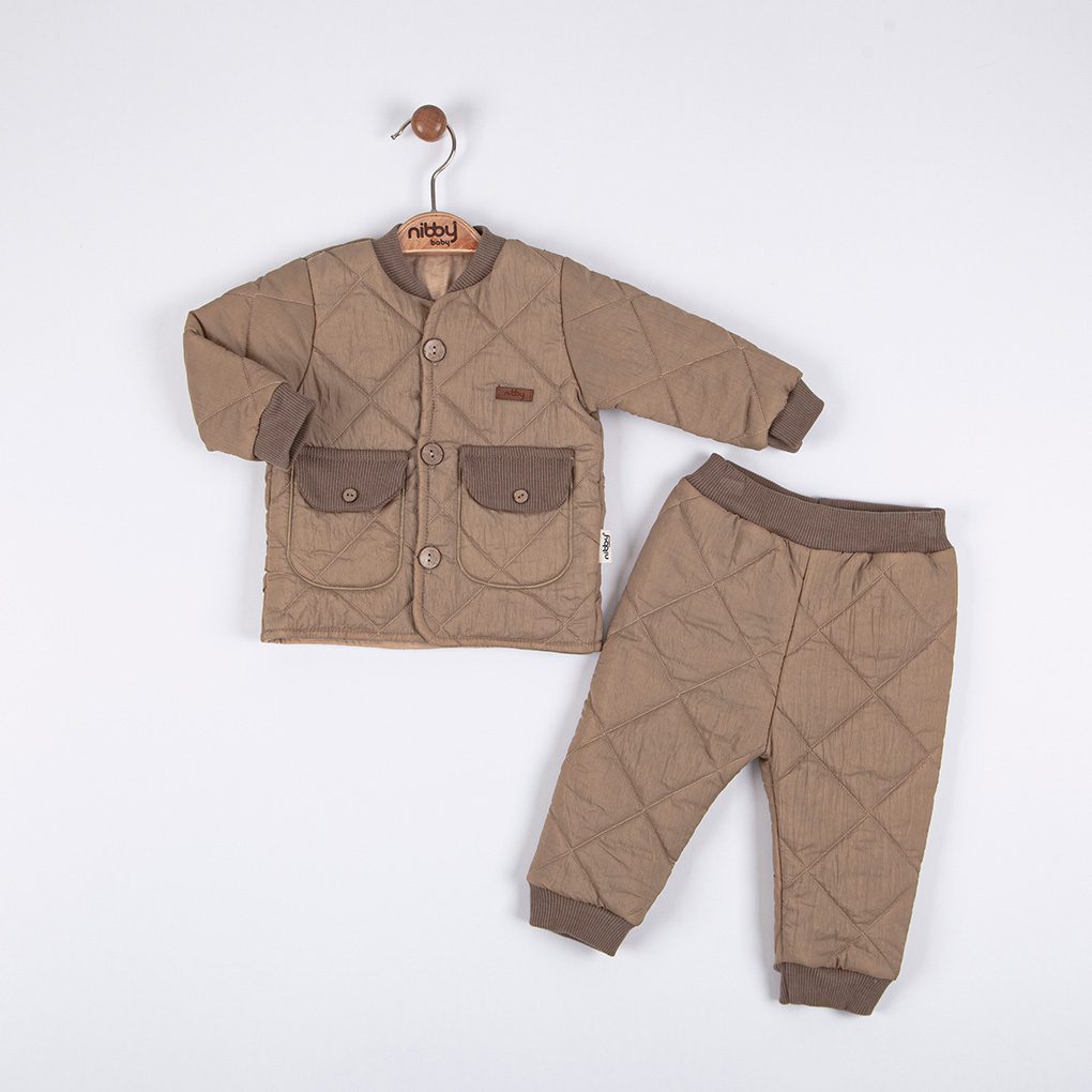 Diamond Pattern Fibre 2-Pieces Set (Sweatshirt-Sweatpant) / 6-9M | 18-24M - Kids Fashion Turkey