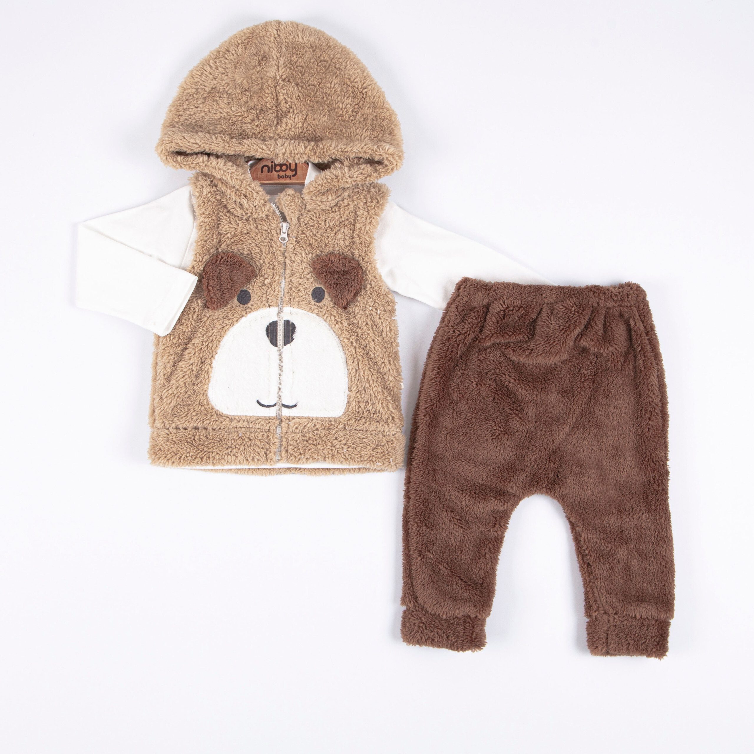 Welsoft Vest 3-Pieces Set (Hoodie Vests-Body-Sweatpant) / 6-9M | 18-24M - Kids Fashion Turkey