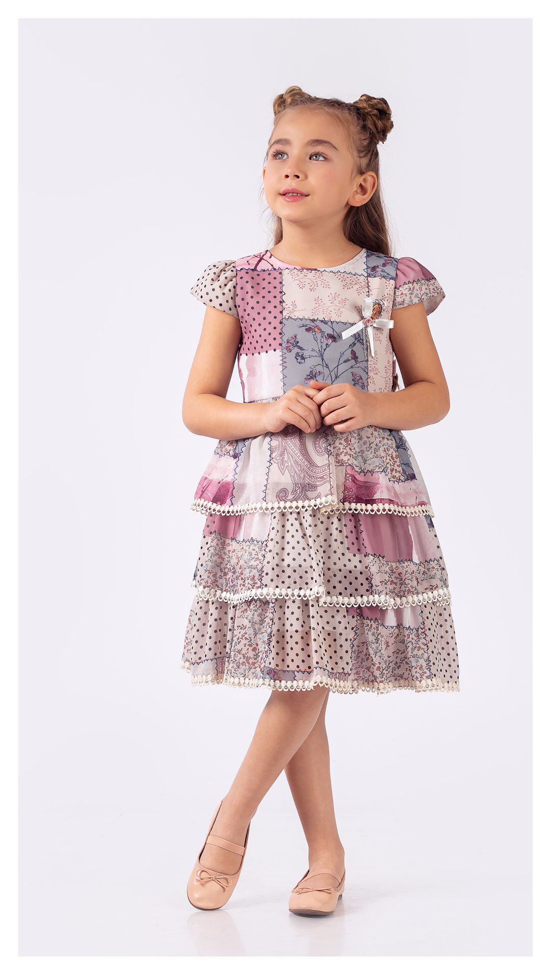 Girl 2 Pieces Set (Dress - Brooch) / 6Y | 8Y | 10Y | 12Y - Kids Fashion Turkey