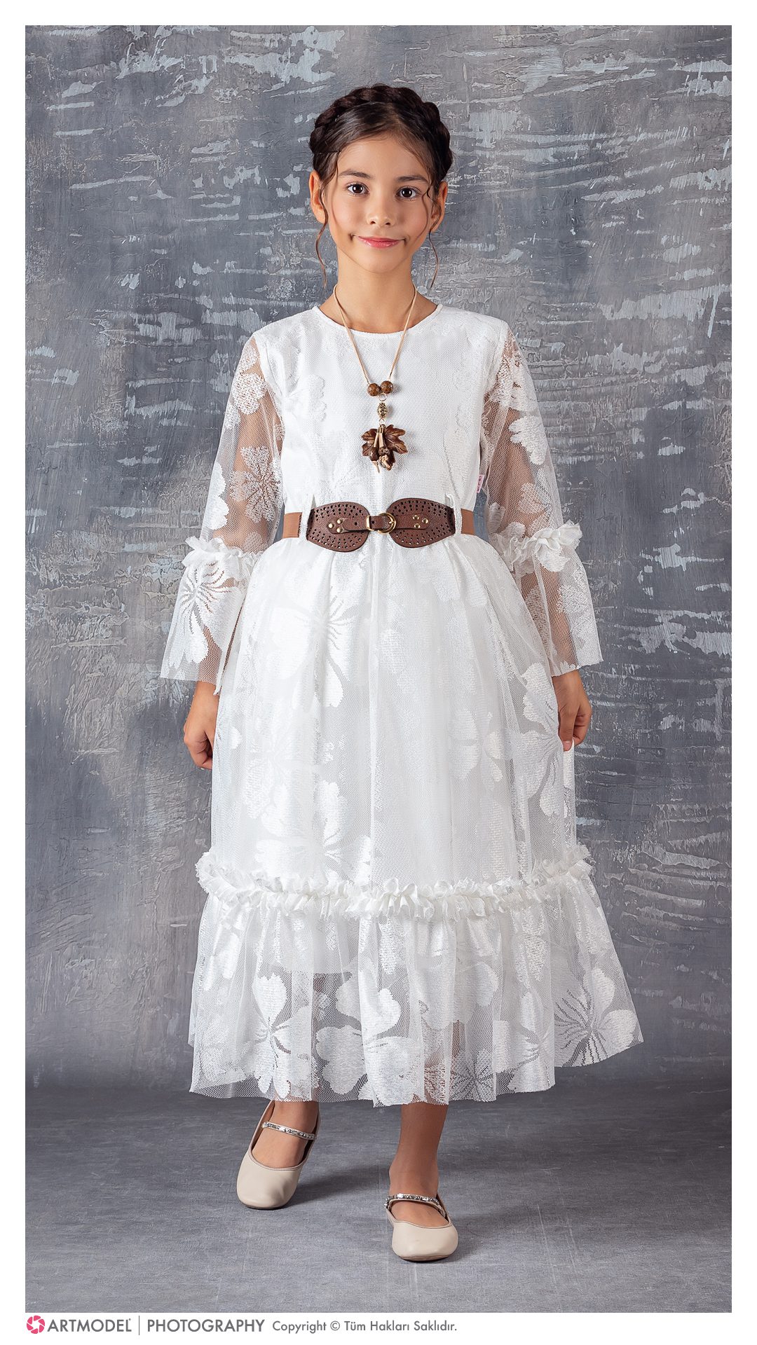 Girl Leaf Patterned Dress / 9Y | 10Y | 11Y | 12Y - Kids Fashion Turkey