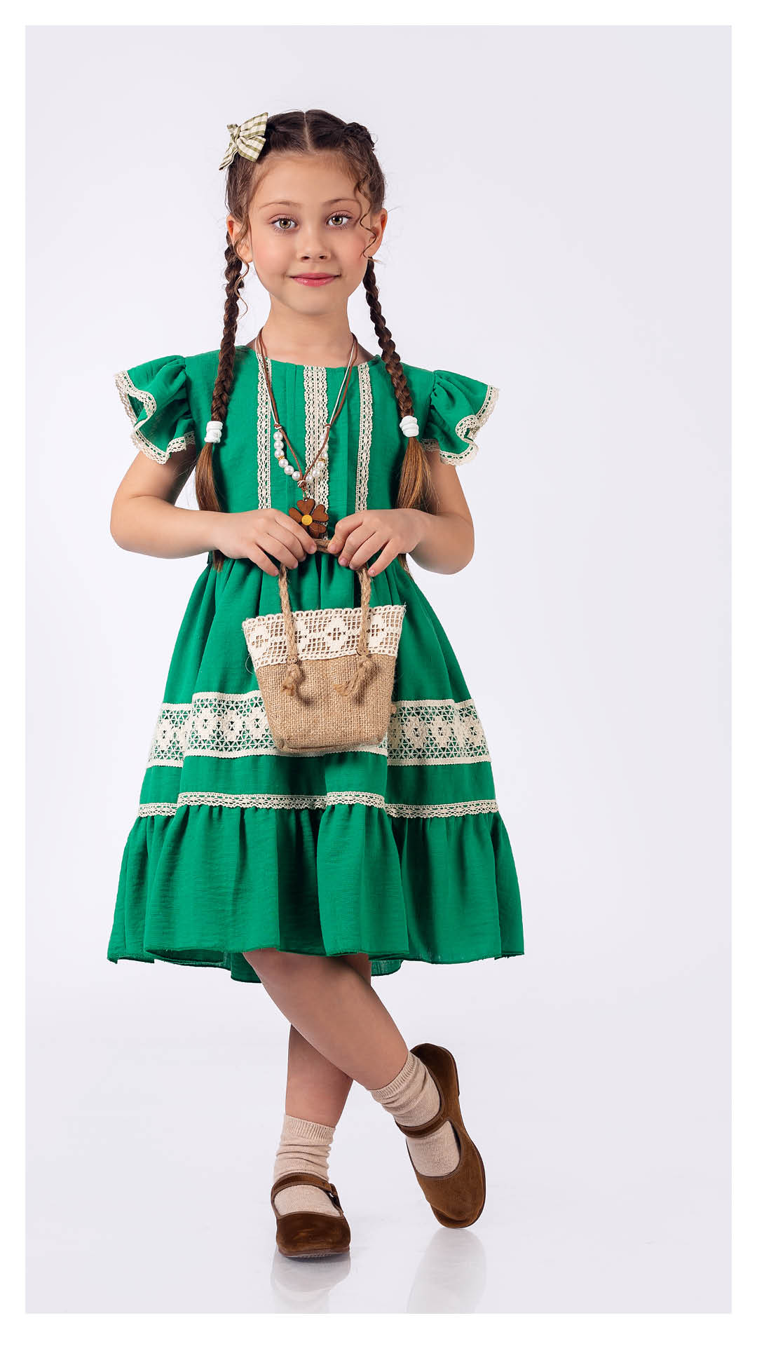 Girl 2 Pieces Set (Dress - Bag) / 6Y | 8Y | 10Y | 12 - Kids Fashion Turkey