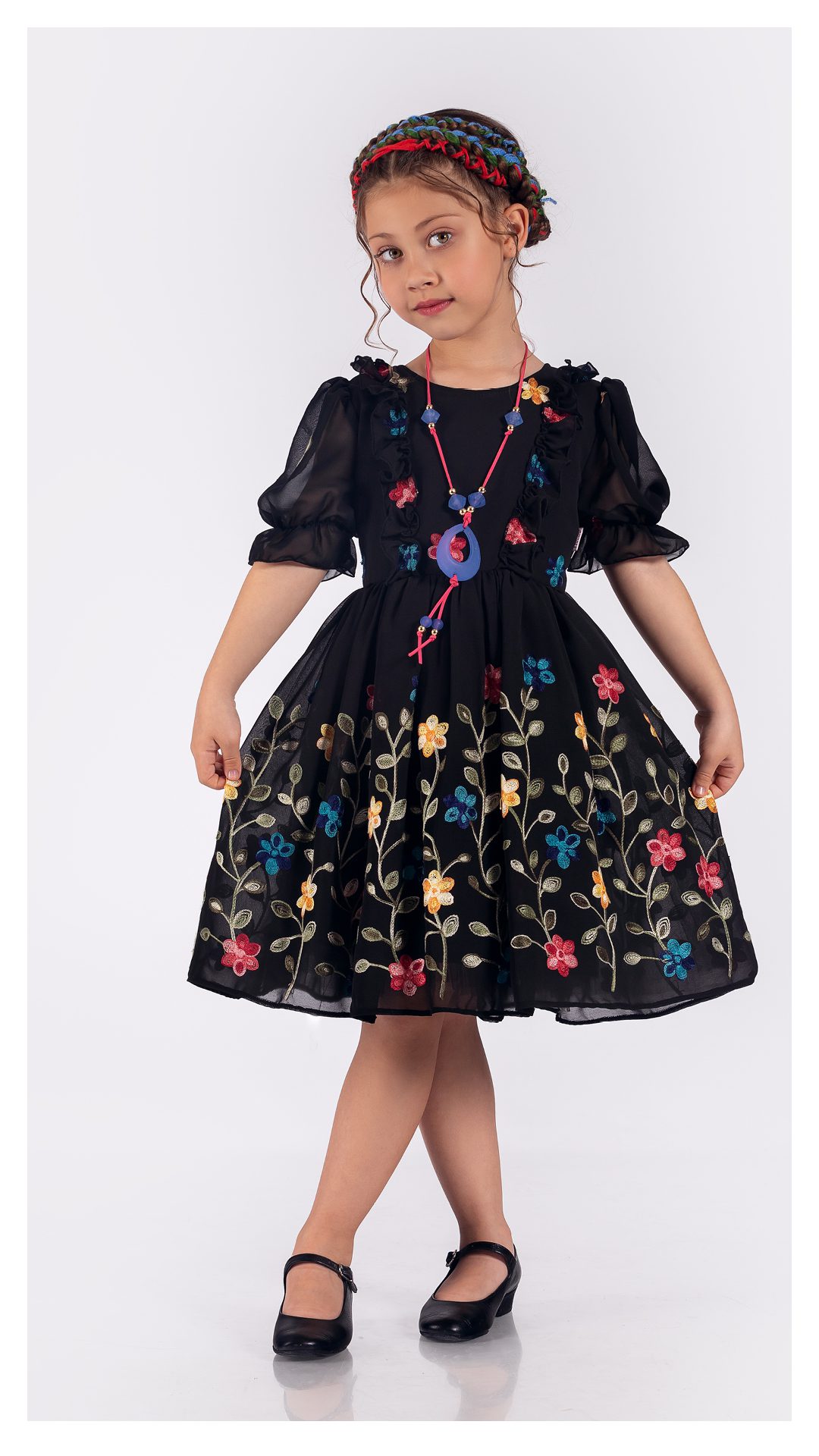 Girl 2 Pieces Set (Dress - Necklace) / 6Y | 8Y | 10Y | 12Y - Kids Fashion Turkey
