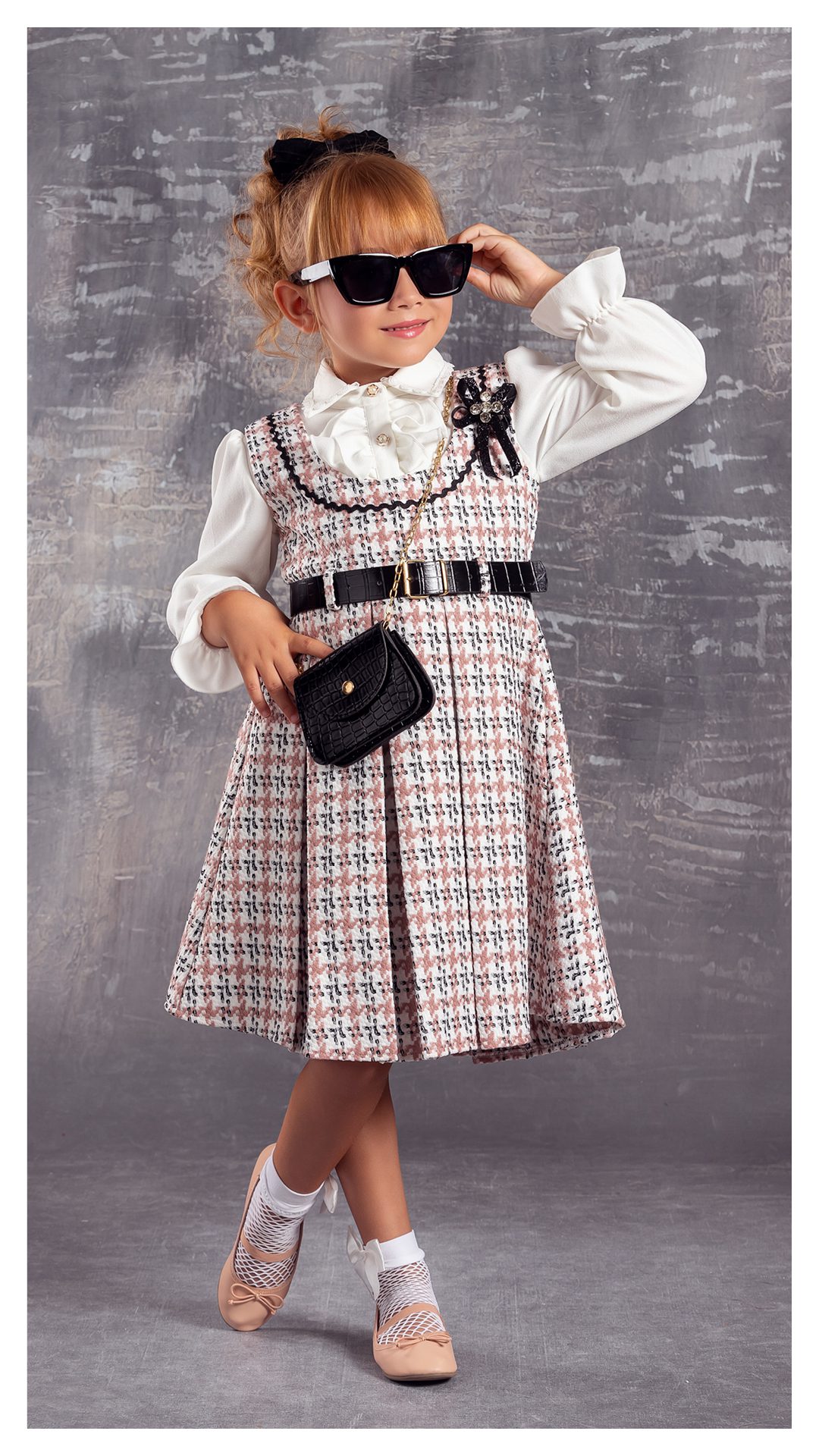 Girl 3 Pieces Set (Dress - Belt - Bag) / 6Y | 8Y | 10Y | 12Y - Kids Fashion Turkey
