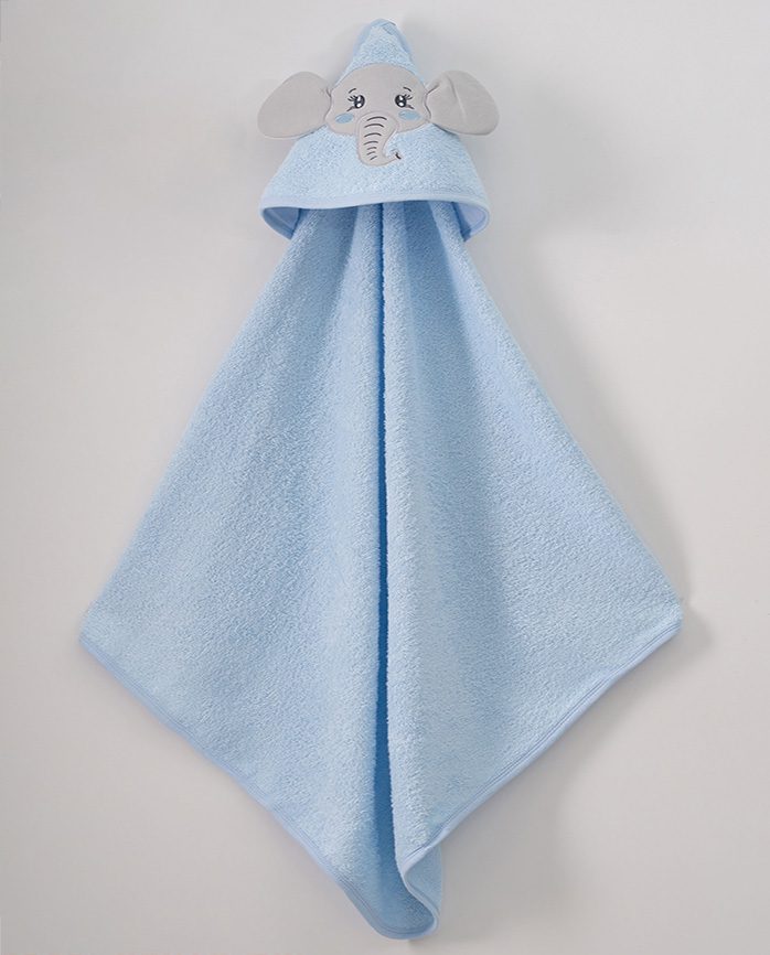 Unisex Elephant Print Hooded Towels / 80 X 90 Cm - Kids Fashion Turkey